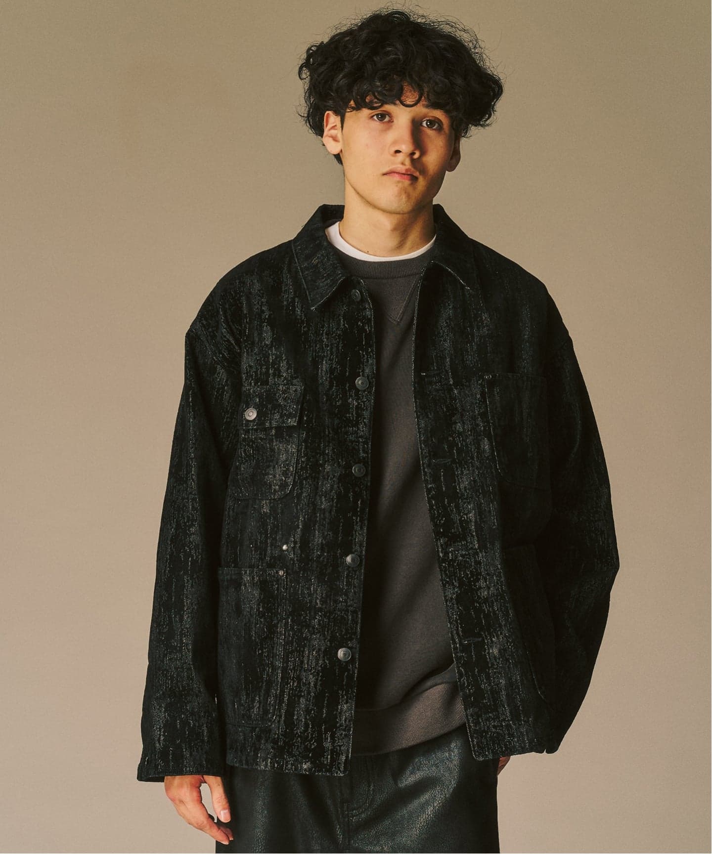 アンドゥムルメステール ベロア カバーオール ジャケット ブラック レーヨン アンドゥムルメステール ベロア カバーオール ジャケット ブラック