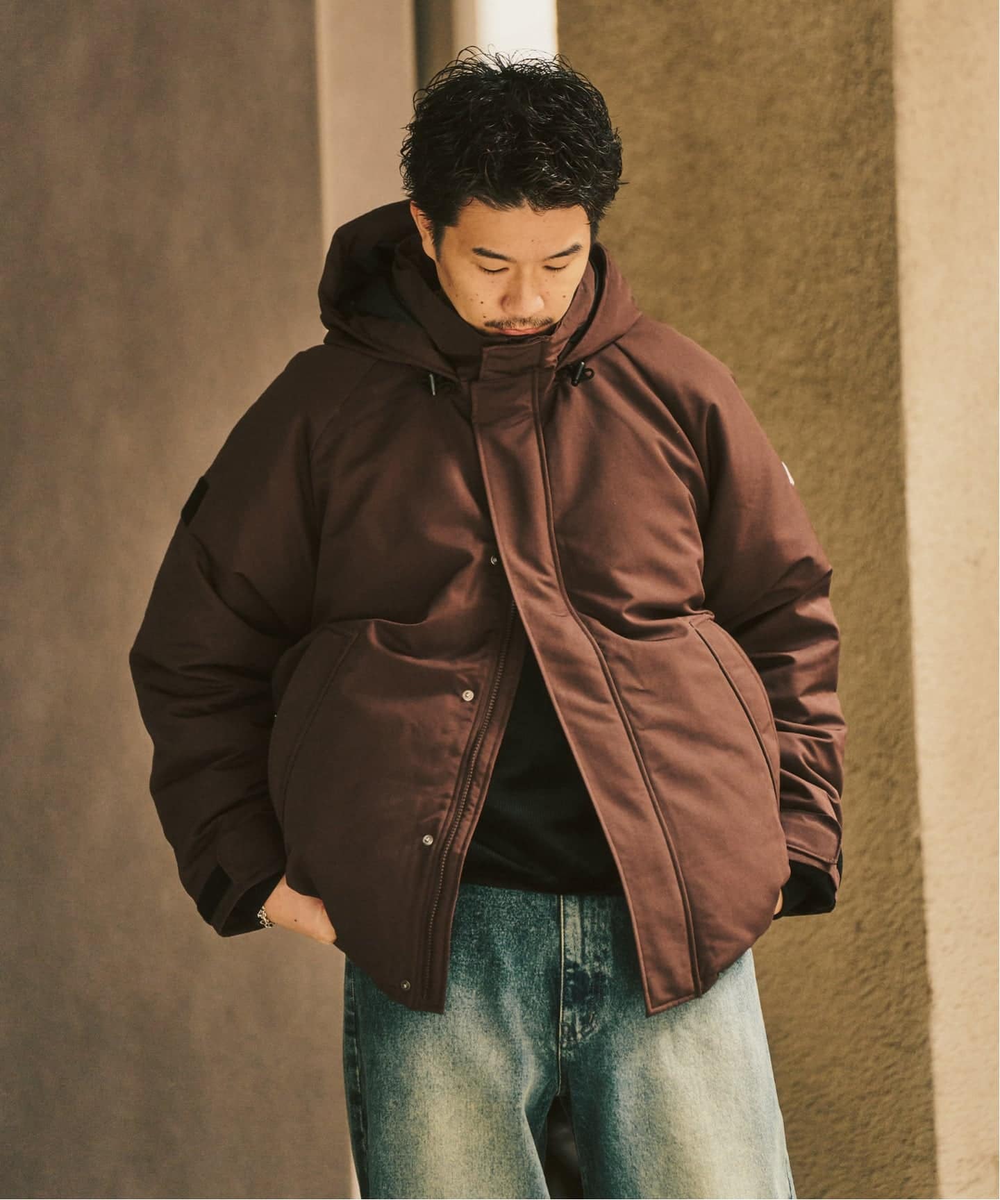 美品　ダントン 3.2万円 ダウンジャケット　大きめ44 ブラウン　フード　別注 DANTON / ダントン ARMY HOODED JACKET（ダウンジャケット）｜417
