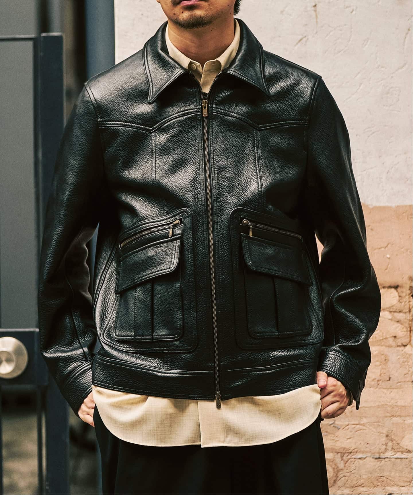 Needles ブラック レザージャケット XL Needles/A-2 Jacket - Cowhide Leather.｜Daytona Park(FREAK'S STORE