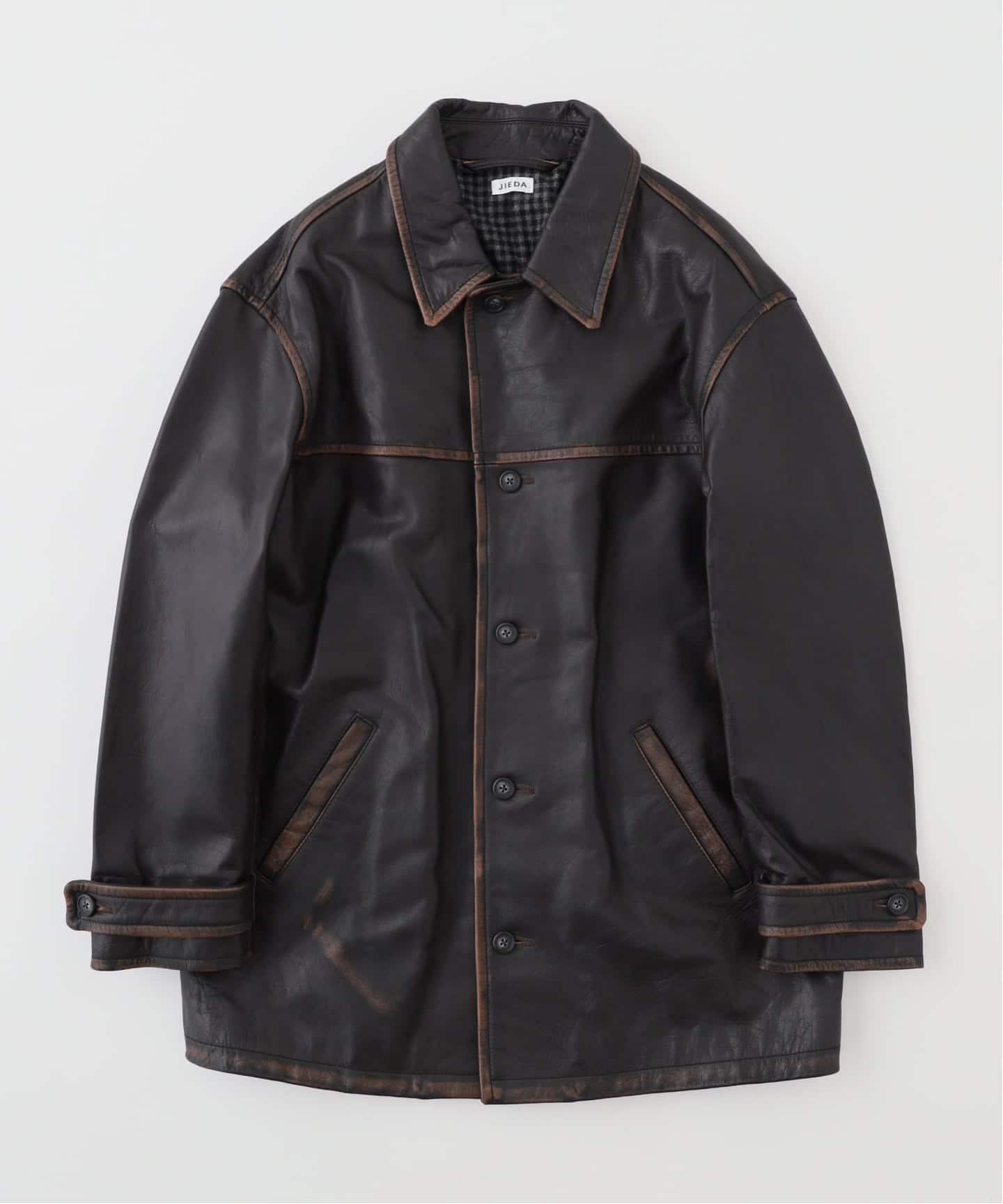JieDa 黒 レザージャケット JIEDA / ジエダ LEATHER CAR COAT / JK03（レザージャケット