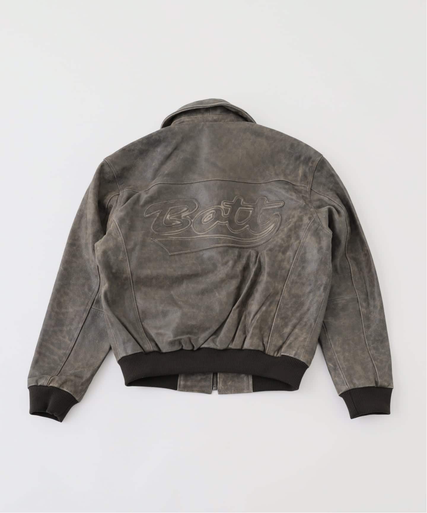 BoTT / ボット SCRIPT LOGO CRACKED LEATHER JACKET（レザージャケット