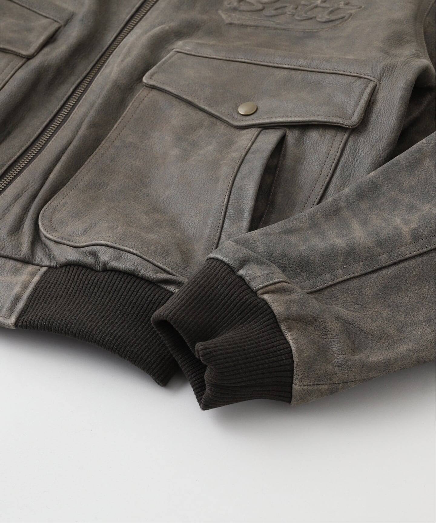 BoTT / ボット SCRIPT LOGO CRACKED LEATHER JACKET（レザージャケット