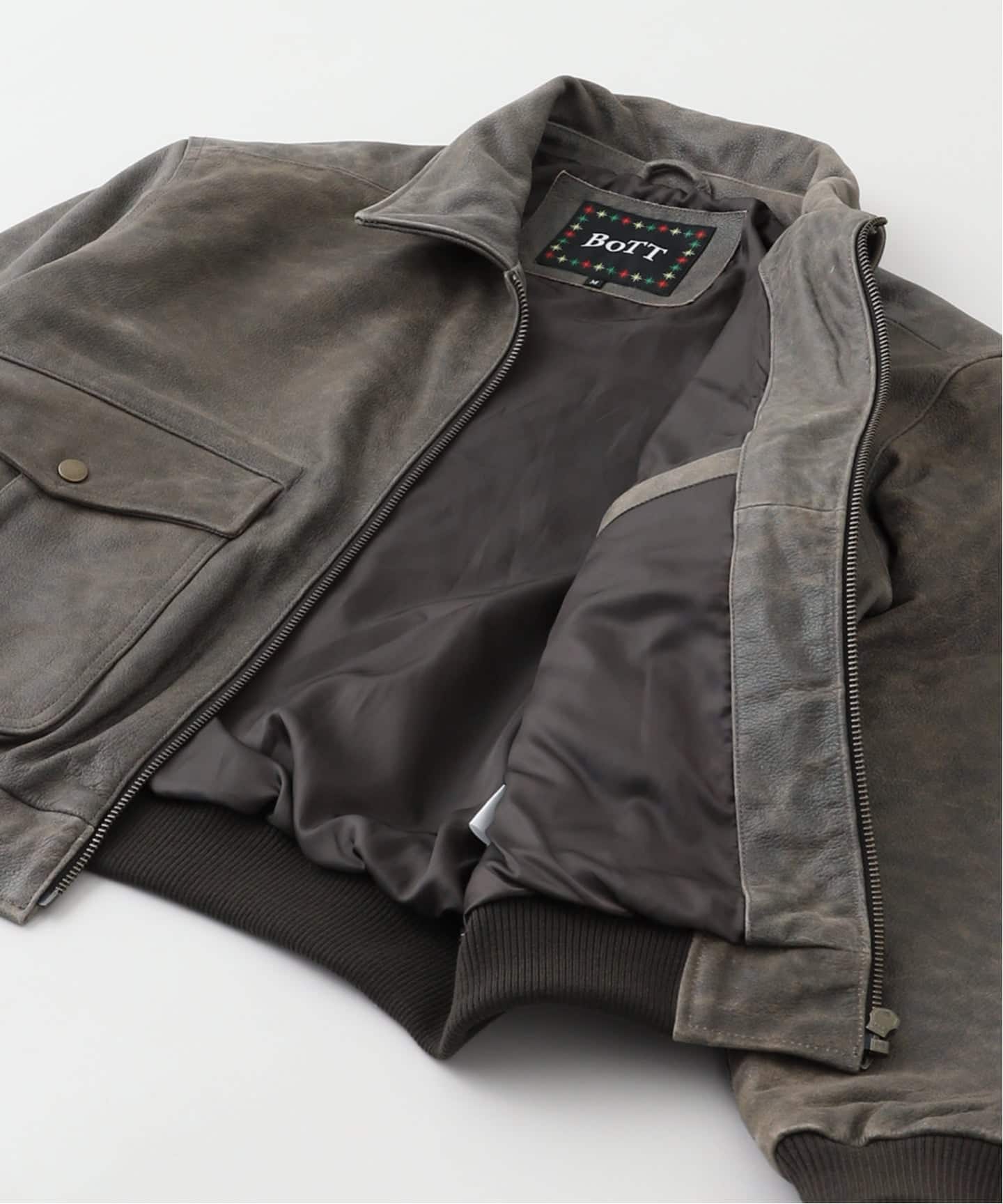 BoTT / ボット SCRIPT LOGO CRACKED LEATHER JACKET（レザージャケット