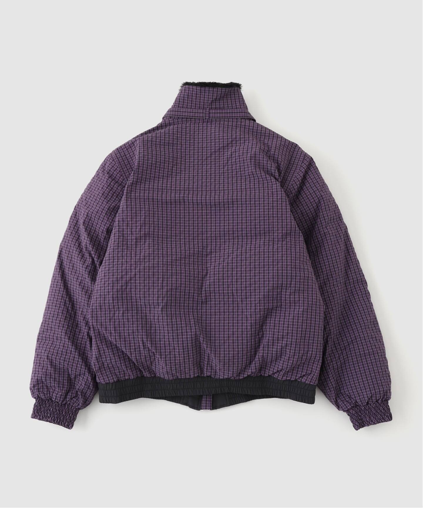 WOKE EDGE チェック柄ナイロンジャケット　M WOKE EDGE / ウォークエッジ FUR COLLAR CHECKERED DOWN JKT（ダウン