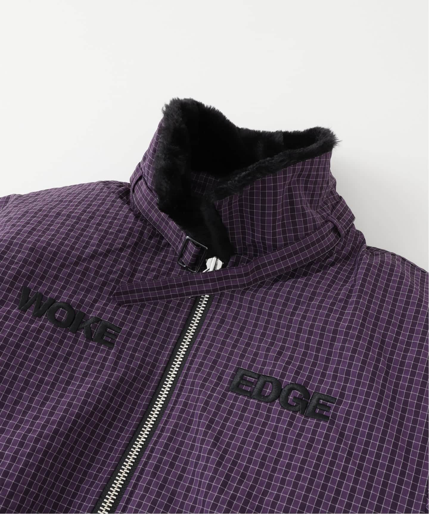 WOKE EDGE / ウォークエッジ FUR COLLAR CHECKERED DOWN JKT（ダウン