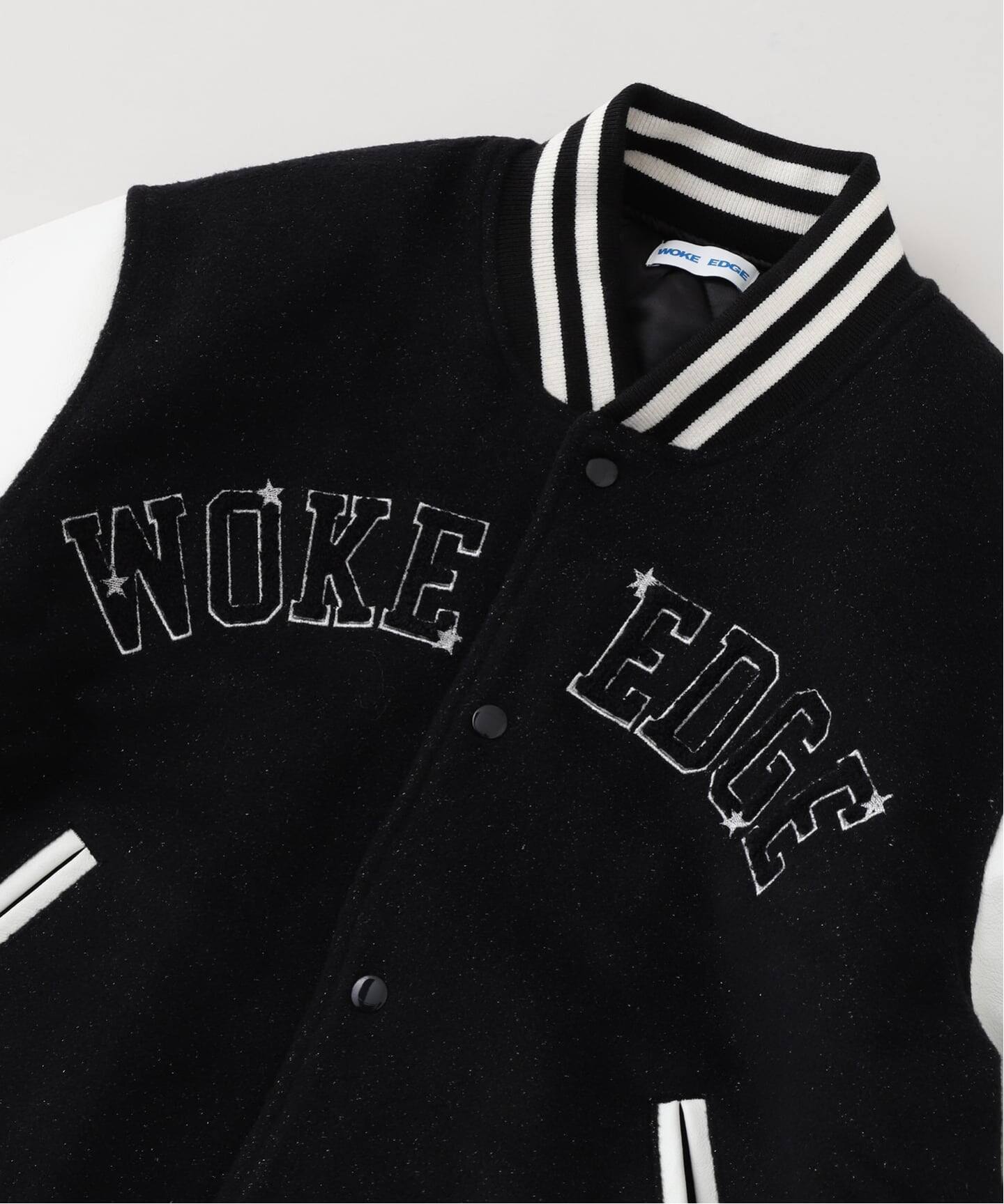 【中古】未使用品 ウォークエッジ WORKEDGE Varsity Jacket ジャケット アウター 上着 L ブラック/ホワイト 黒 白 メンズ WOKE EDGE / ウォークエッジ VARSITY JACKET（スタジャン）｜PULP