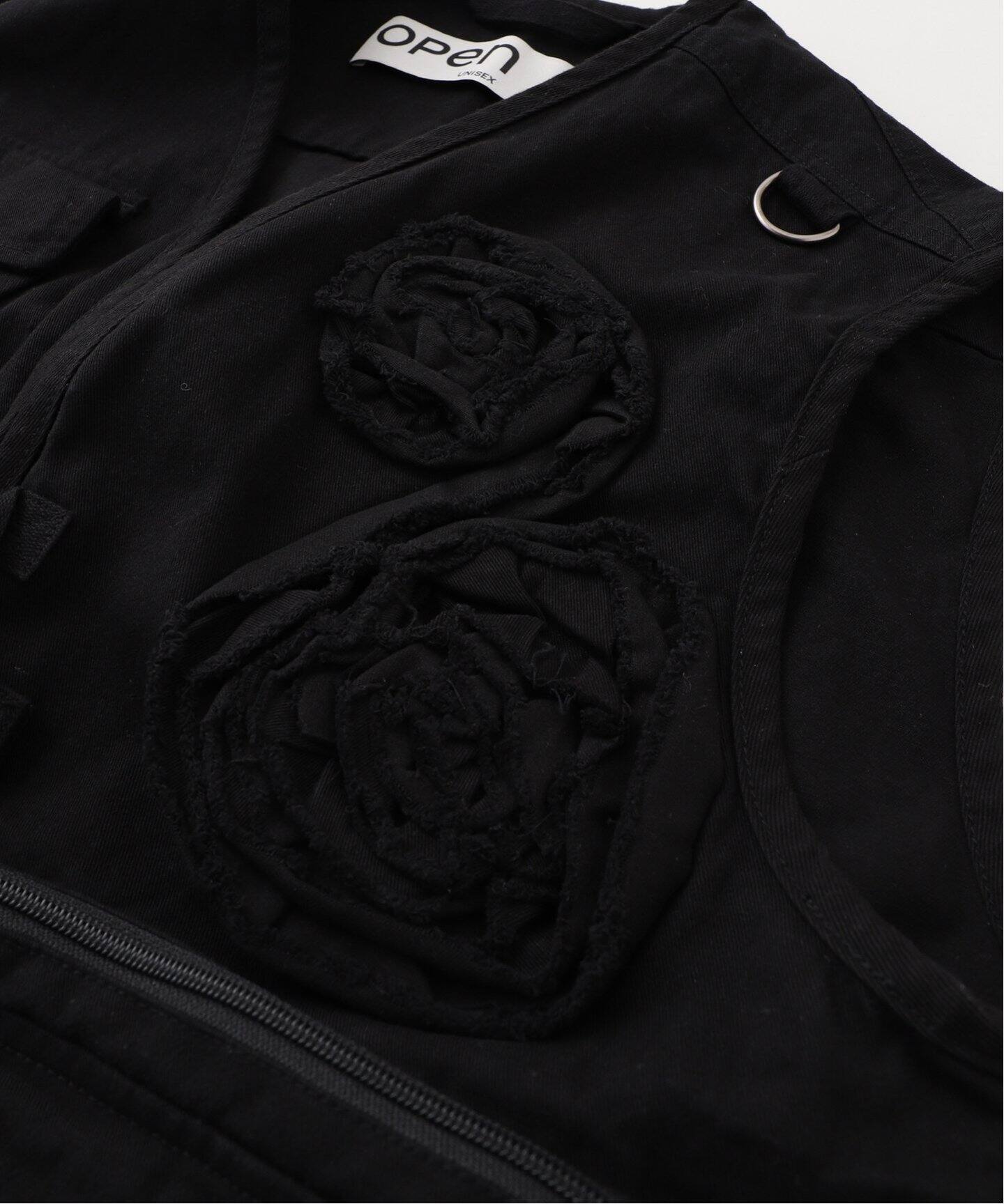 ★早期完売★【OPEN YY】APPLIQUE CARGO VEST ★韓国大人気★ Geek Office / ギークオフィス】OPEN YY Woven APPLIQUE CARGO