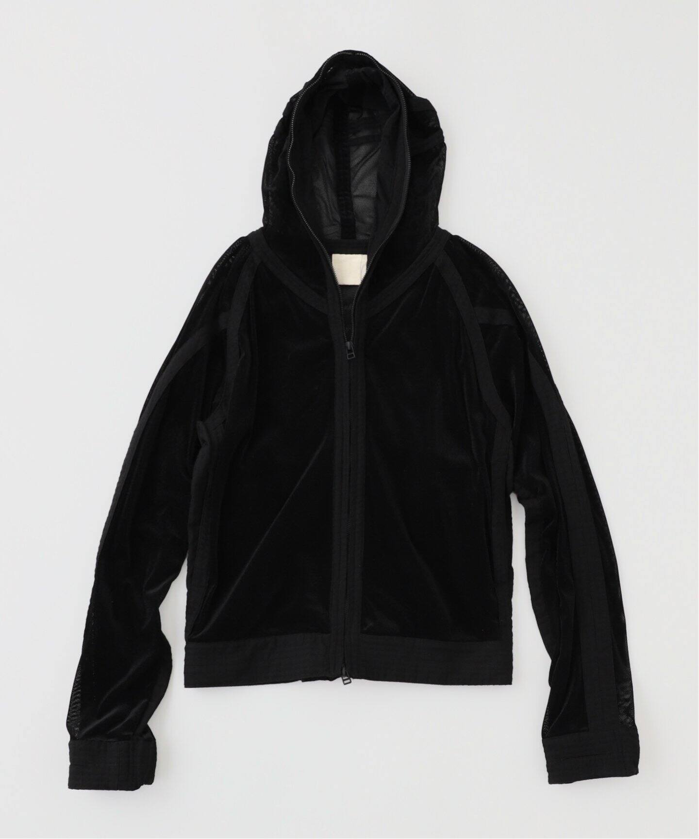 JIAN YE 23SS MESH HOODIE BLACK ジェンイェ JIAN YE(ジェンイェ)のMESH HOODIE 参 BLACK(フーディー)の通販