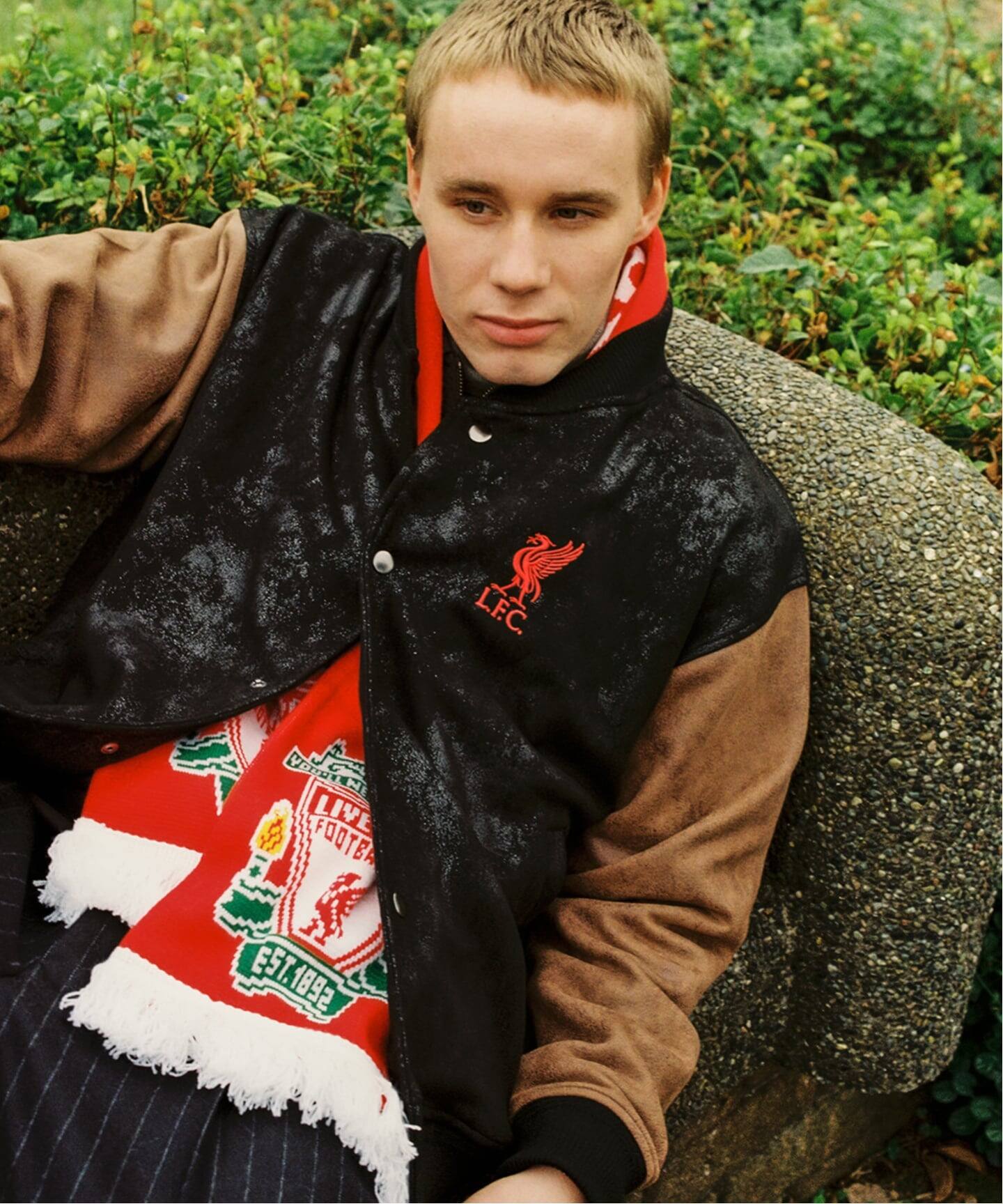 Liverpool FC / リバプール FC】Fake Leather Emboss Print Blouson
