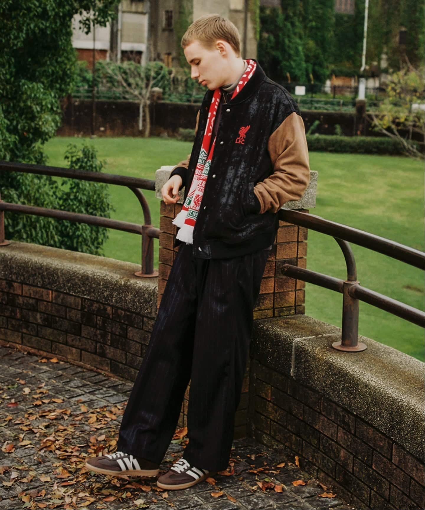 Liverpool FC / リバプール FC】Fake Leather Emboss Print Blouson