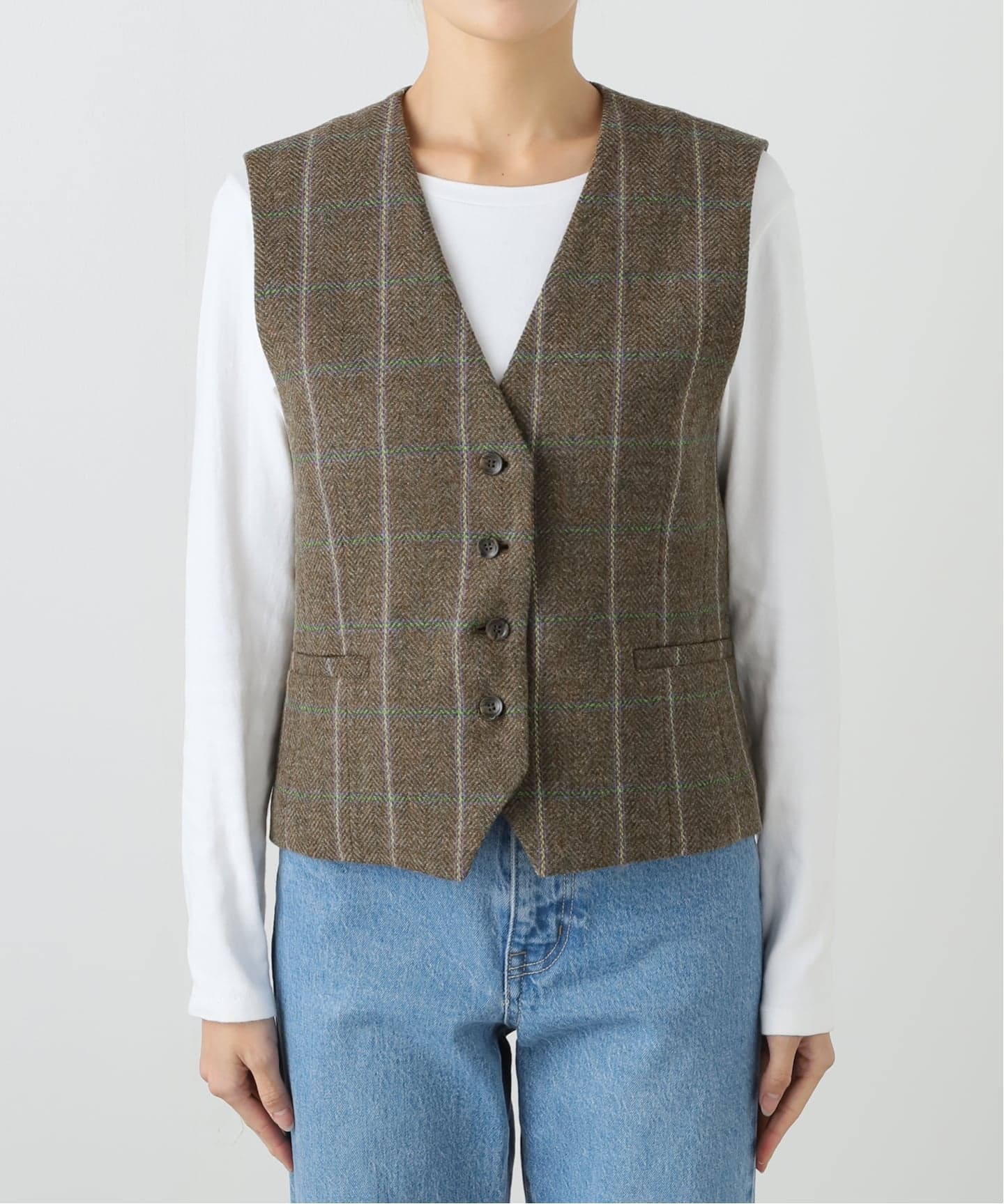金子綾さん着用】BRITISH WOOL CHECK ベスト（その他ブルゾン