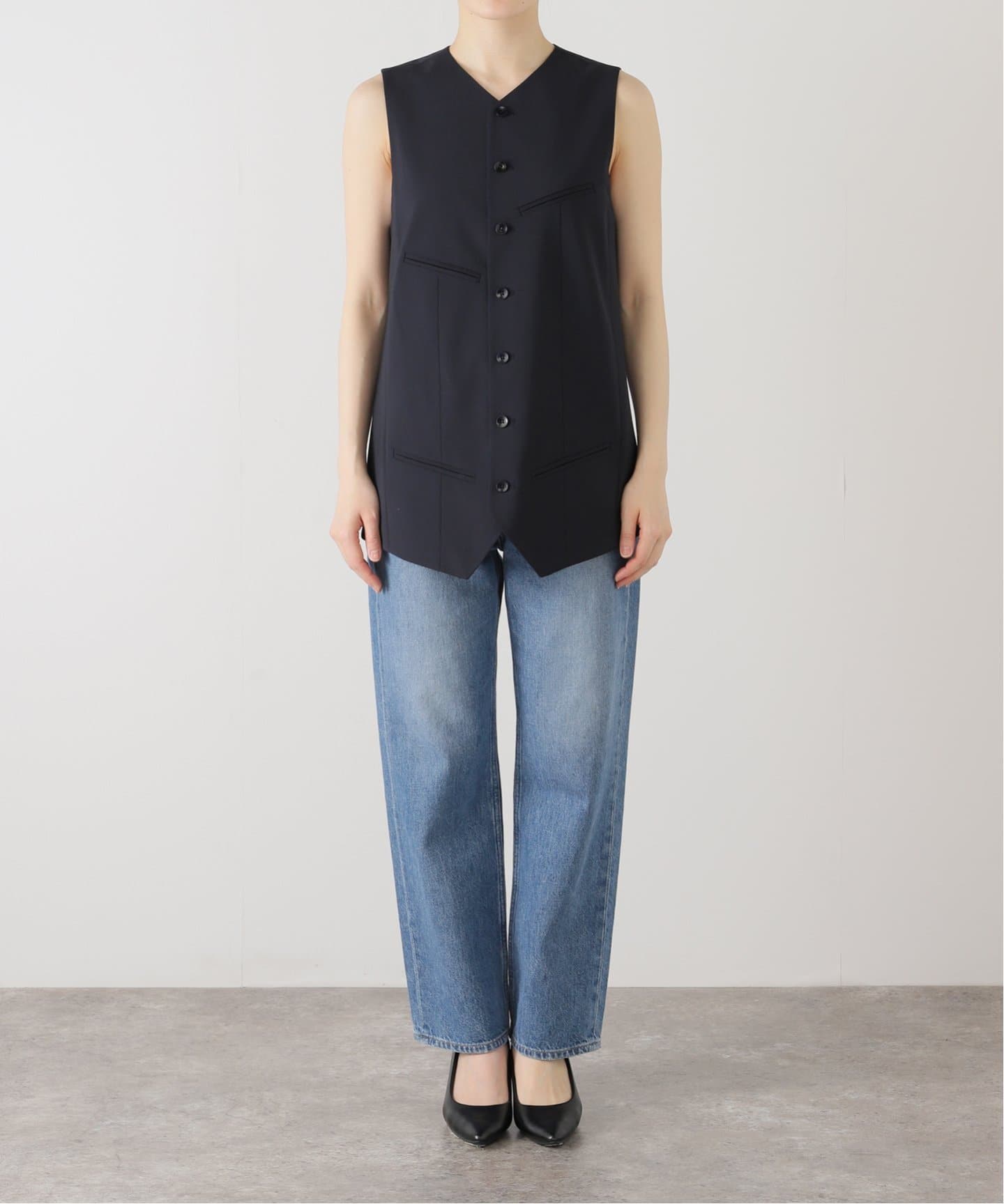 Tibi/ティビ　ベスト　ネイビー　XXSサイズ TIBI/ティビ】TROPICAL WOOL EASY VEST：ベスト（ベスト