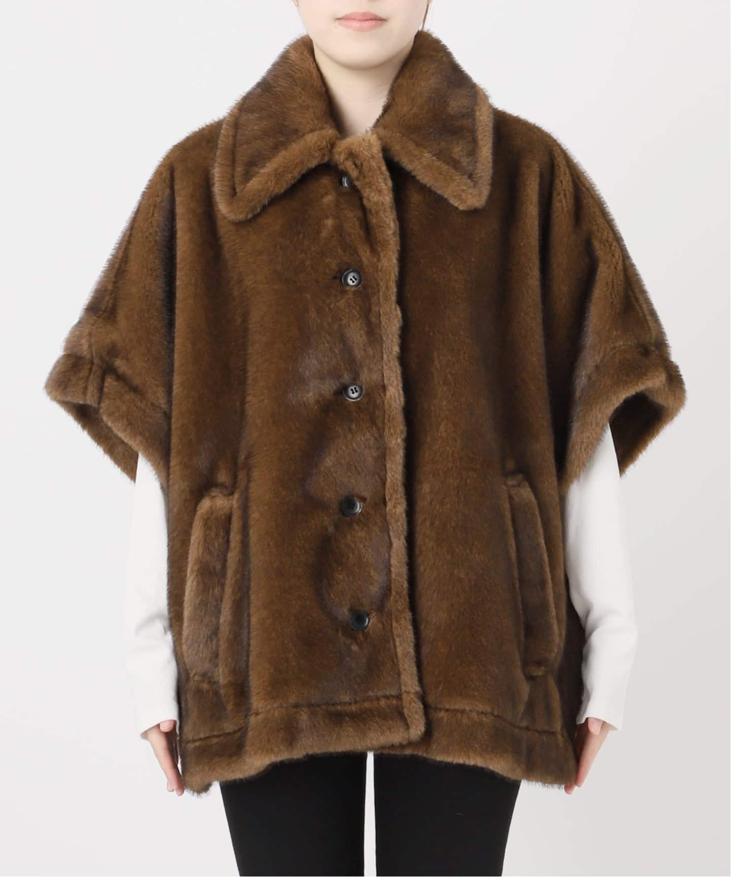 ポンチョ ミンク ブラウン 予約》Mink Like Fur Poncho（ポンチョ・マント）｜JOURNAL