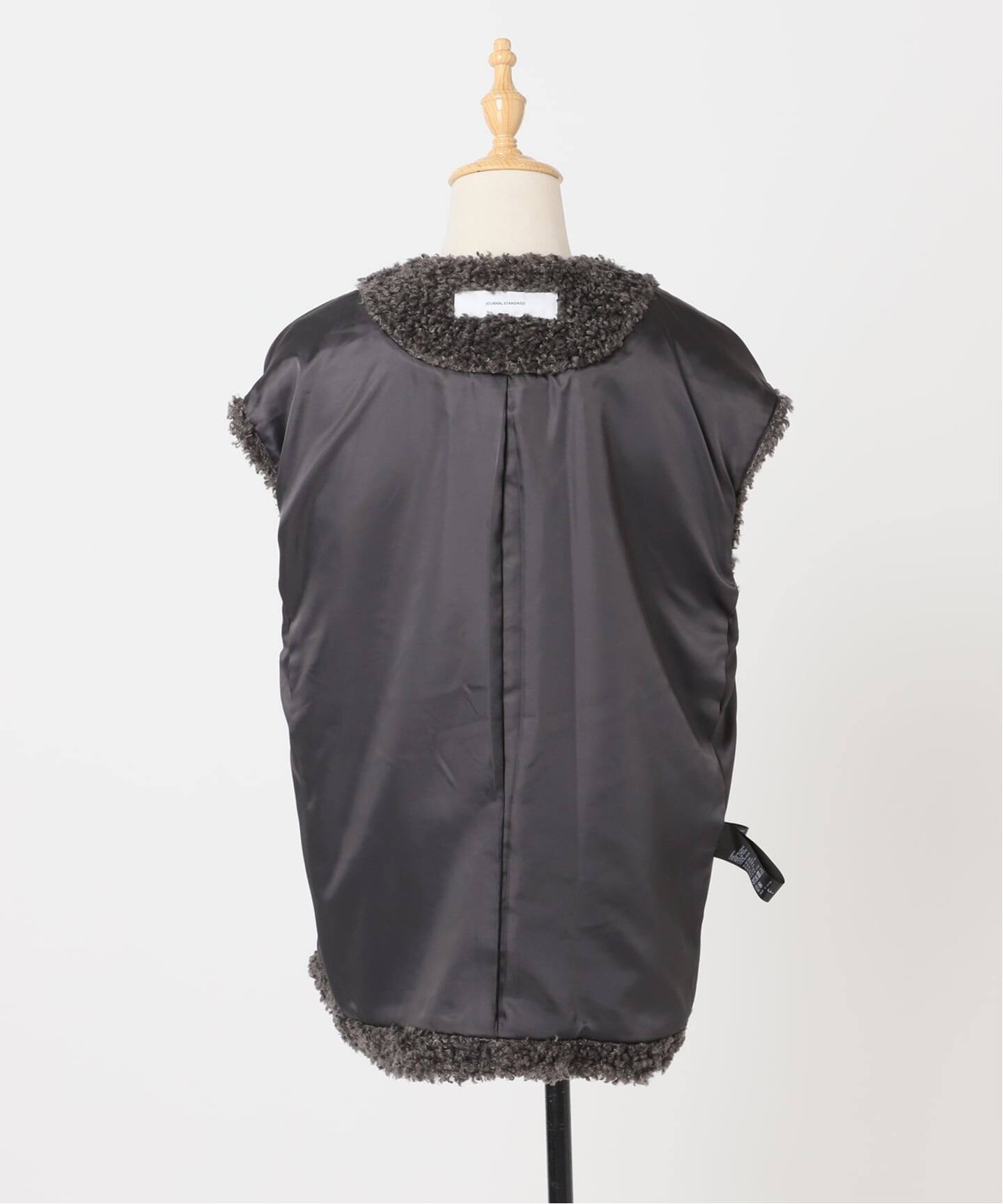 ジャーナルスタンダード 25AW クルーネックベスト F 黒 フェイクファー Sheep Like Fur クルーネックベスト（ベスト）｜JOURNAL STANDARD