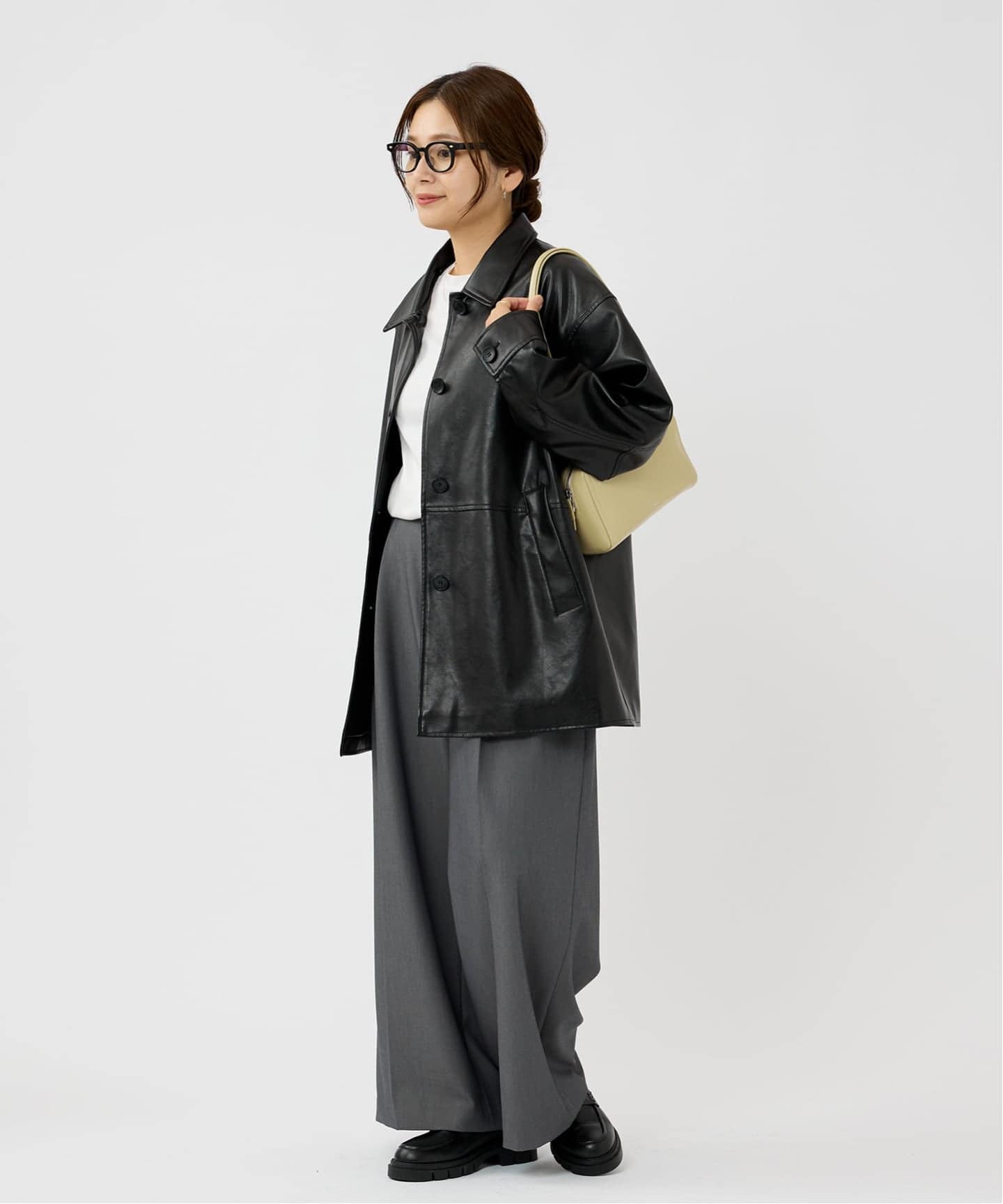 ジャーナルスタンダード　フェイクレザー　ウォッシャブル　ブラウン JOURNAL STANDARD ジャケット カバーオール ウォッシャブル