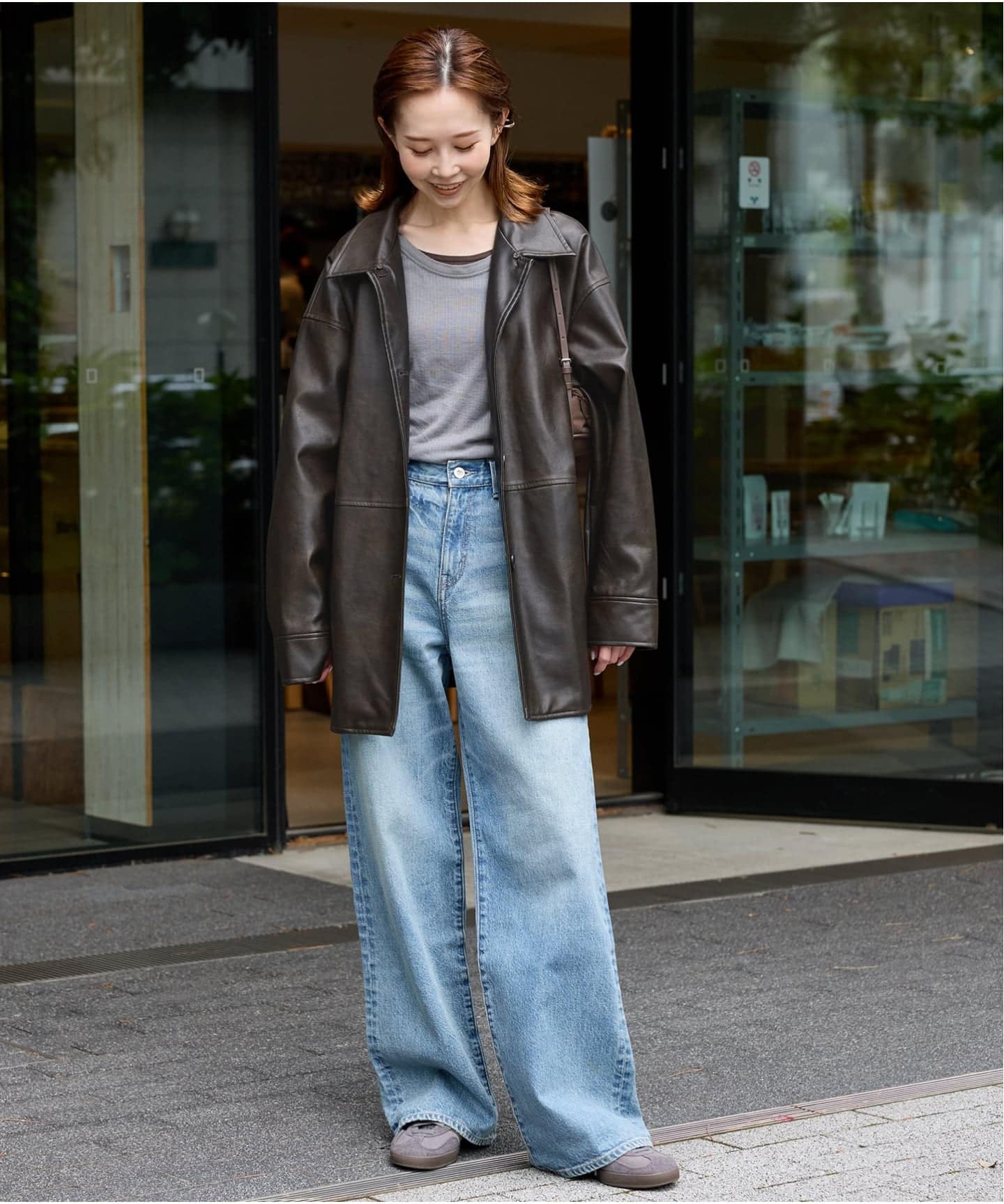 追加2》ウォッシャブルフェイクレザーファー襟付カバーオール（レザー