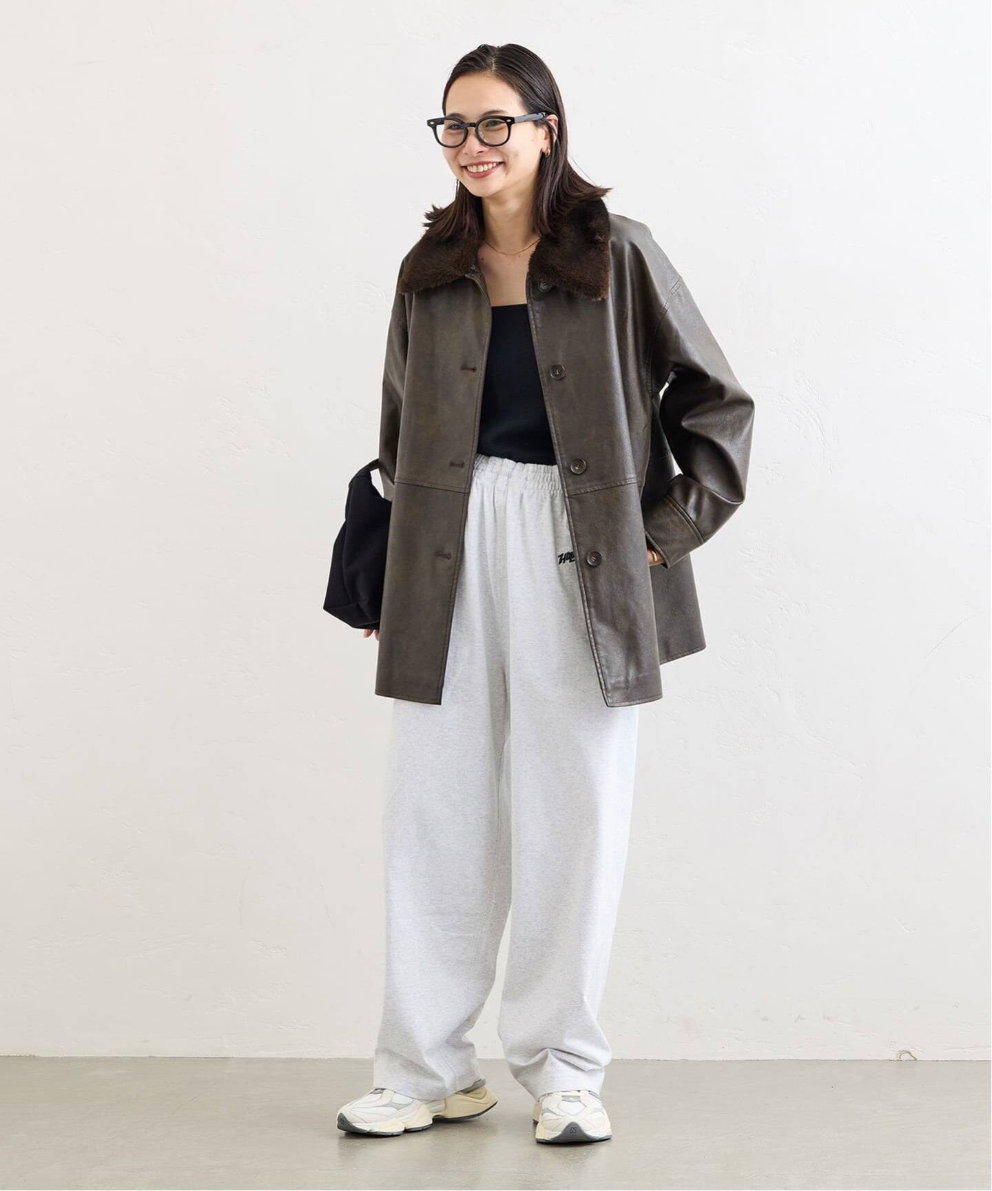 追加2》ウォッシャブルフェイクレザーファー襟付カバーオール