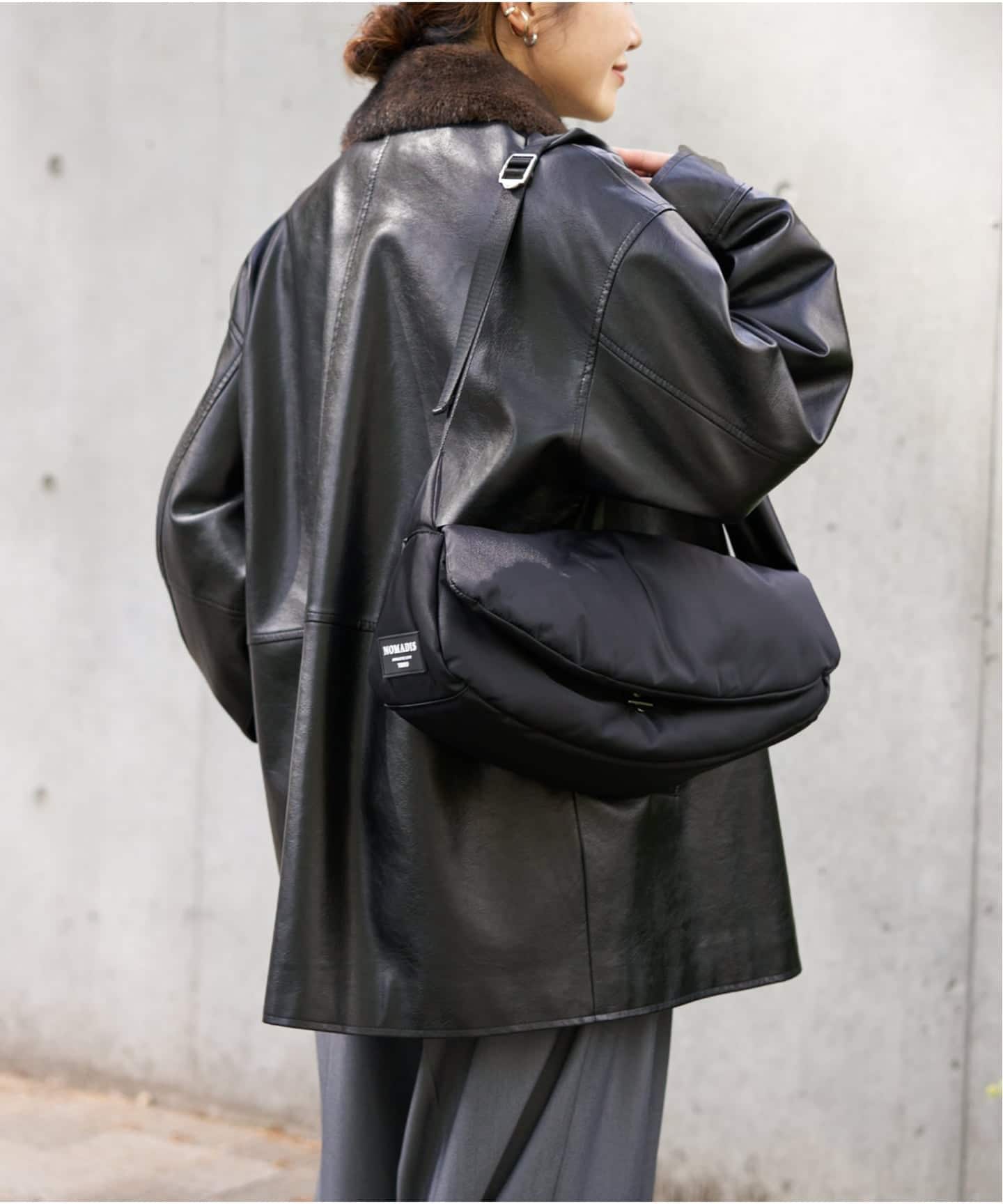 ジャーナルスタンダード　フェイクレザーファー襟付きカバーオール 追加予約2》ウォッシャブルフェイクレザーファー襟付