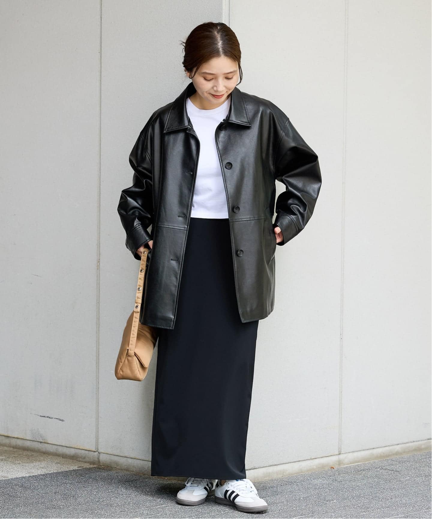 追加予約2》ウォッシャブルフェイクレザーファー襟付