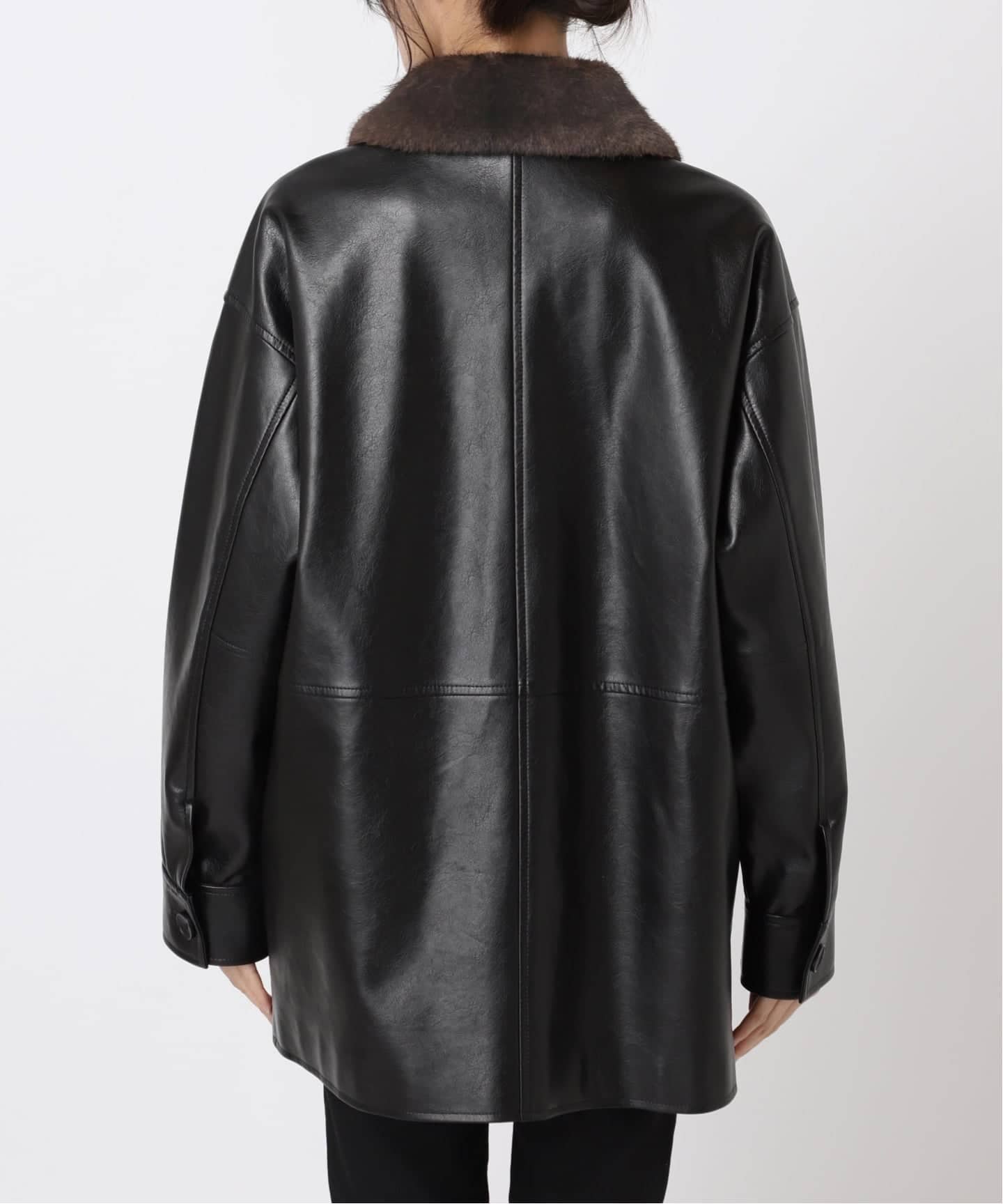 ジャーナルスタンダード　フェイクレザーファー襟付きカバーオール 追加予約2》ウォッシャブルフェイクレザーファー襟付