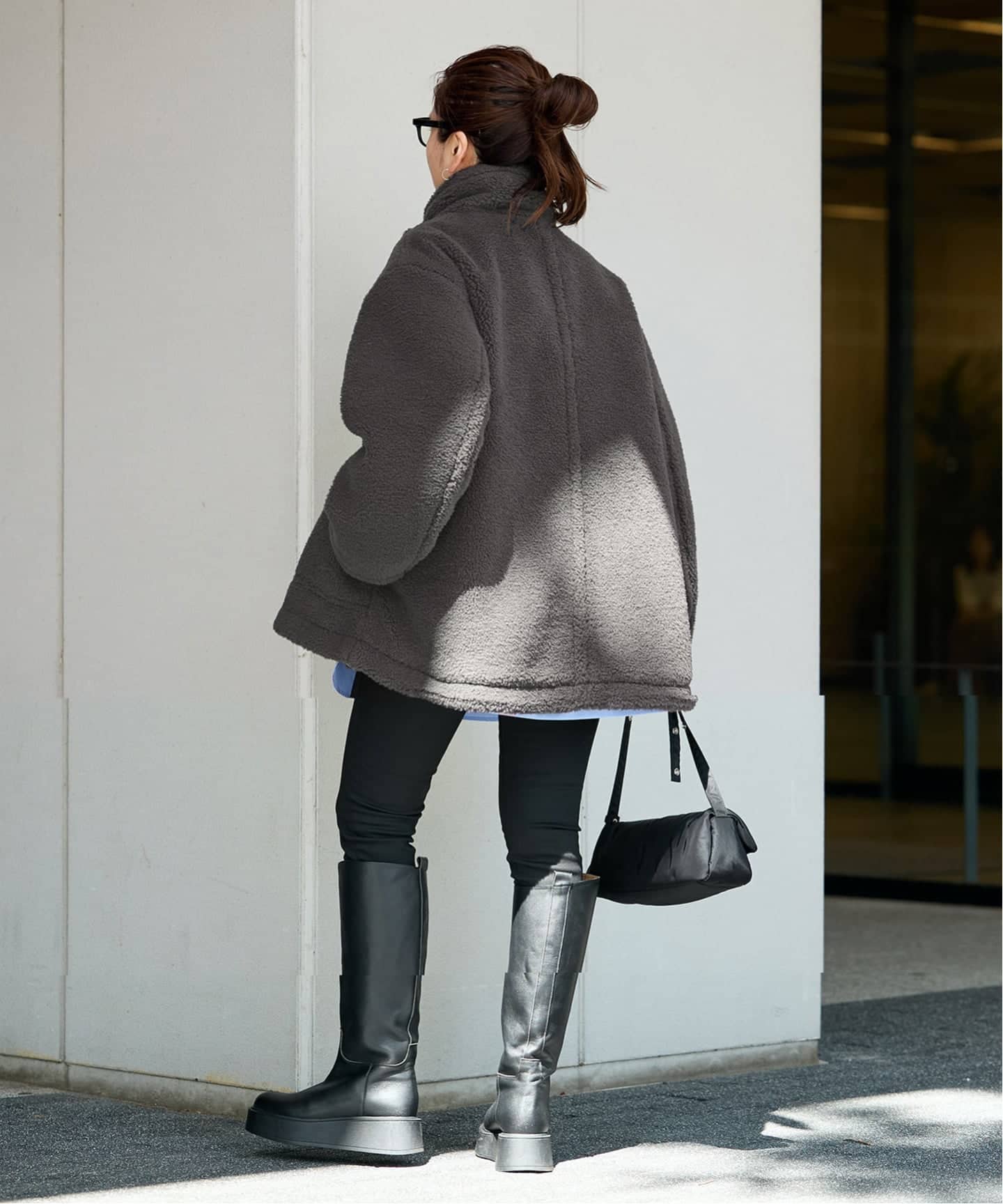 エコファーショートジャケット ステンカラーエコファーショートジャケット