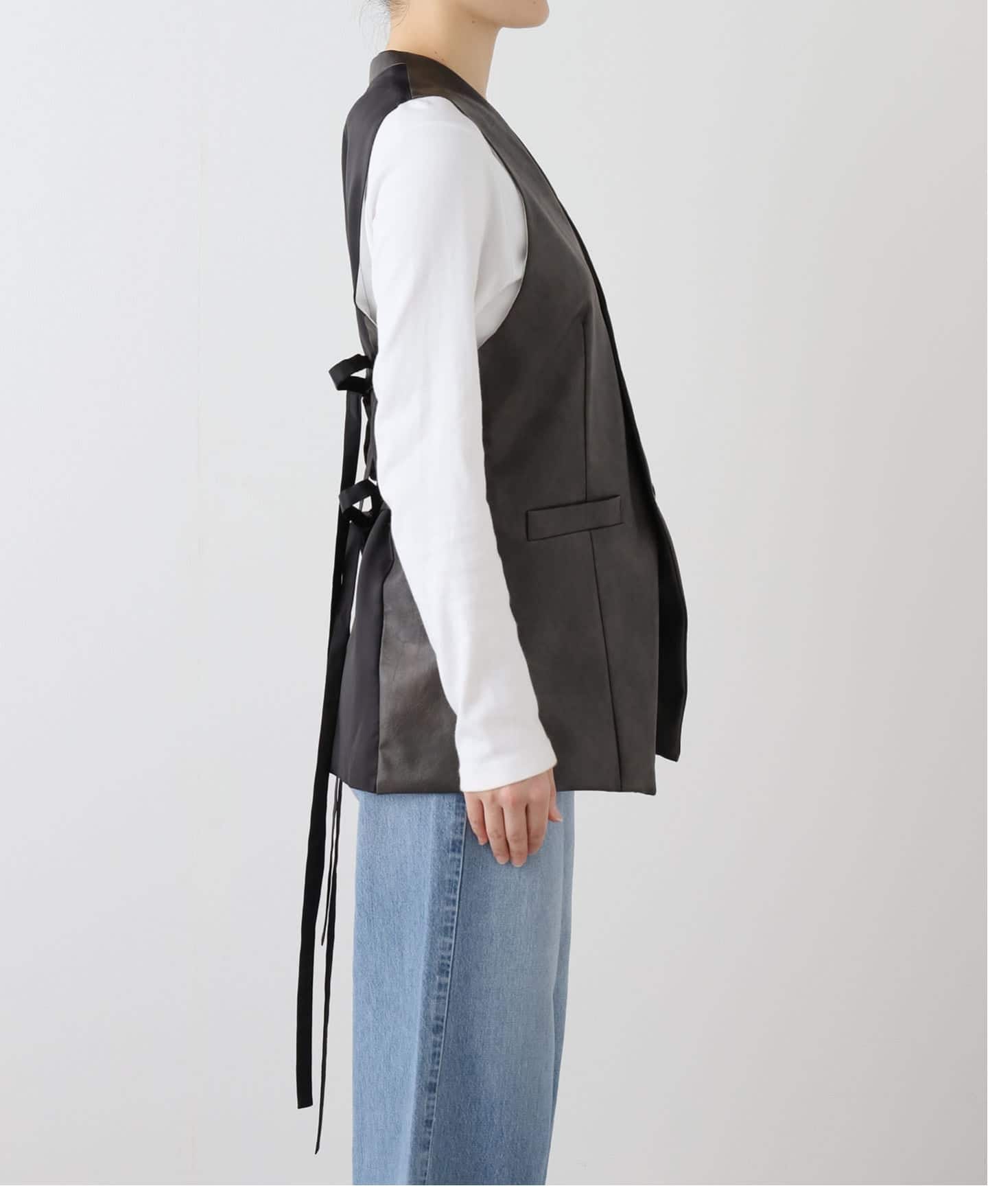 ジャーナルスタンダード（JOURNAL STANDARD）/【MIOSMOKEY】 FAUX LEATHER BACK BOW GILLET MIOSMOKEY】 FAUX LEATHER BACK BOW GILLET（その他ブルゾン／アウター
