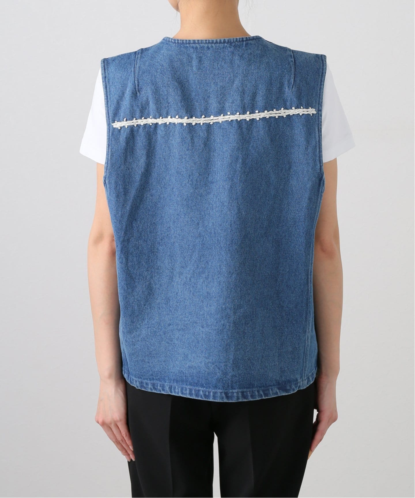 トップス NOMA t.d. Parm Tree Hand Embroidery Vest NOMA t.d. / ノーマティーディー】Parm Tree Hand Embroidery