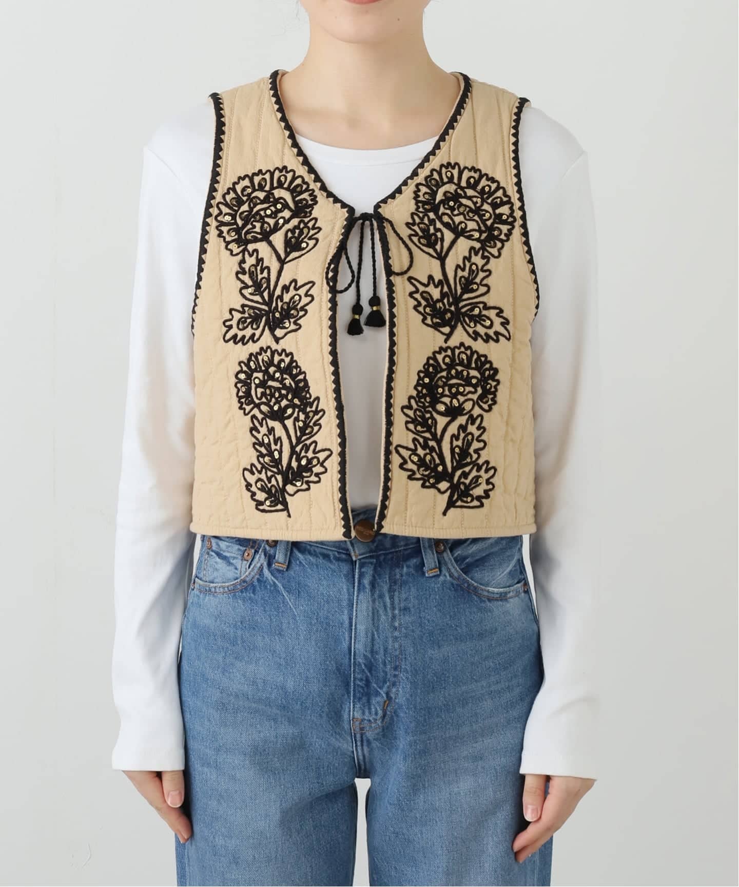 SARA MALLIKA/サラマリカ】COTTON DORI EMBROIDERY VEST（ベスト