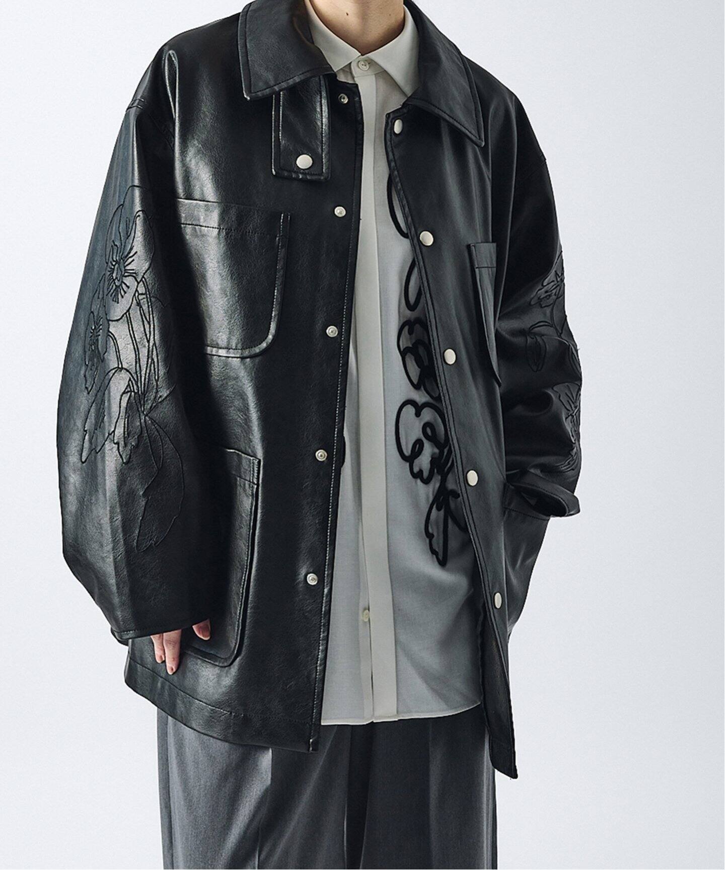 定価5万円2021SSエリテHeriterキルトエンブロイダリージャケット(黒 