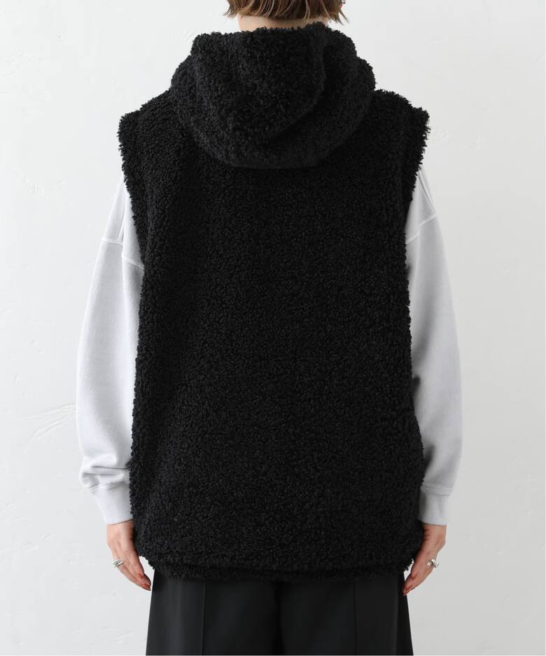 新品natural laundry ライトウールボア ライナー ベスト 2 黒 ボア 