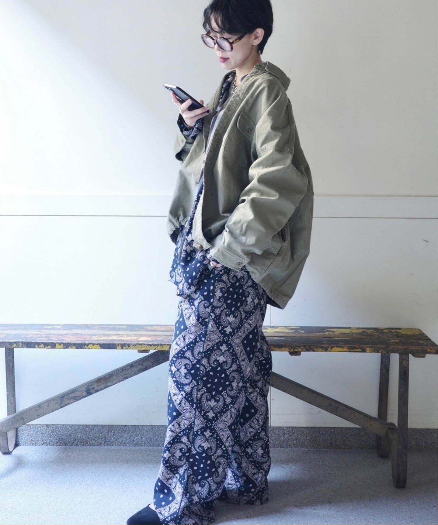 journal standard lux バックサテンミリタリーブルゾン 予約》バックサテンCPOシャツブルゾン（その他ブルゾン