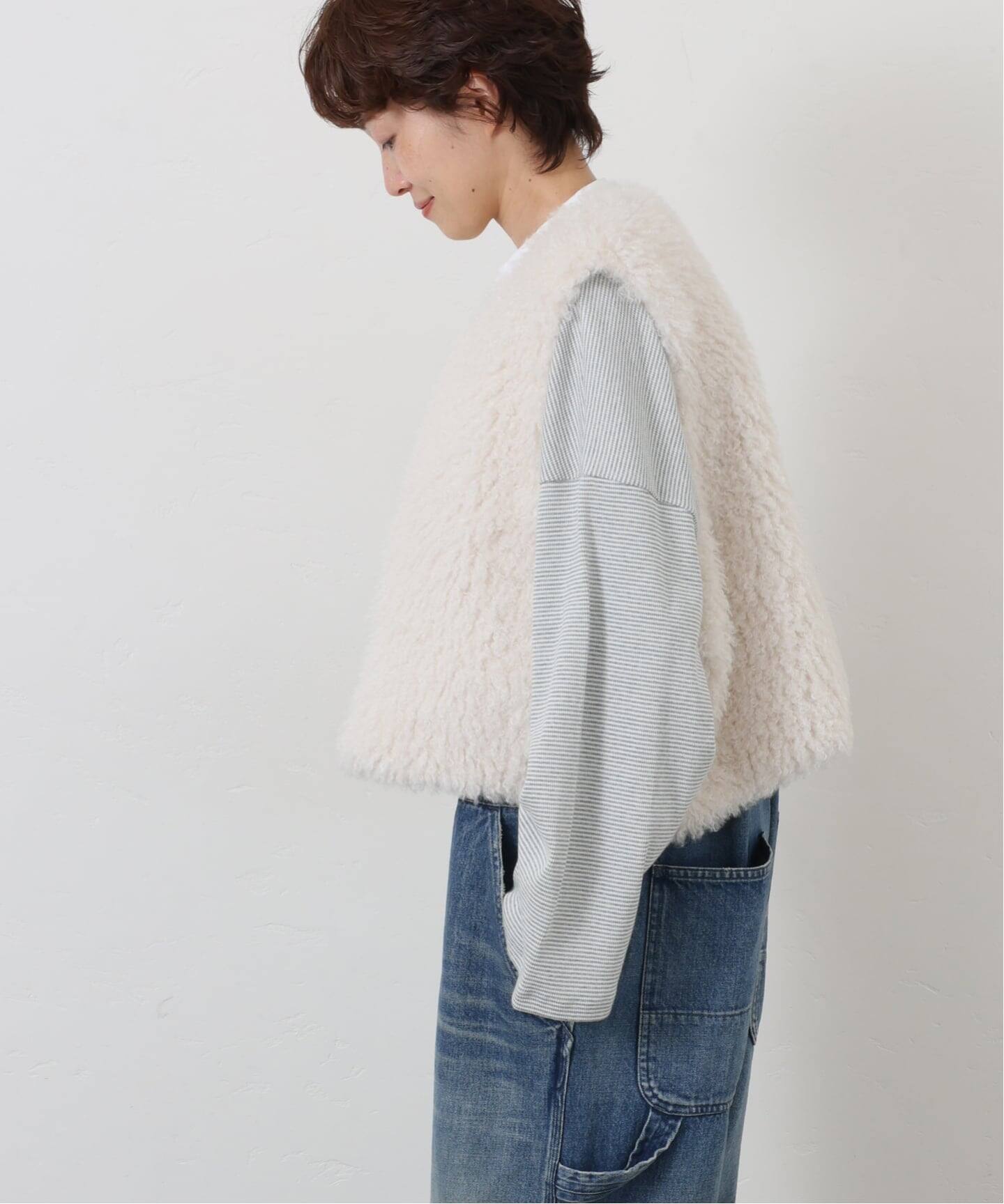 【美品】ジャーナルスタンダードラックス カーリーショートベスト チャコールグレー カーリーショートベスト（その他アウター）｜JOURNAL STANDARD LUXE