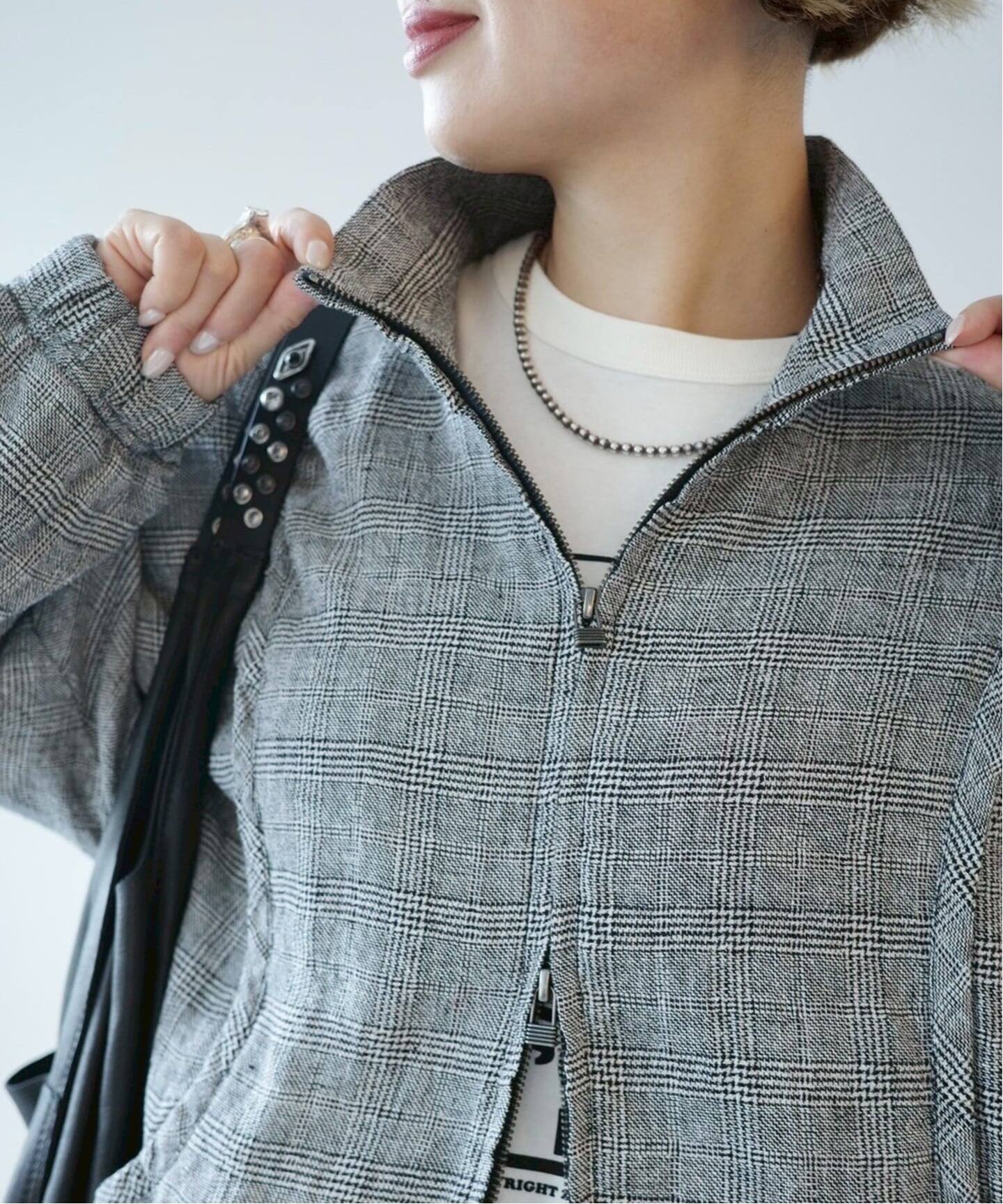 シルクMIXチェックブルゾン（その他ブルゾン／アウター