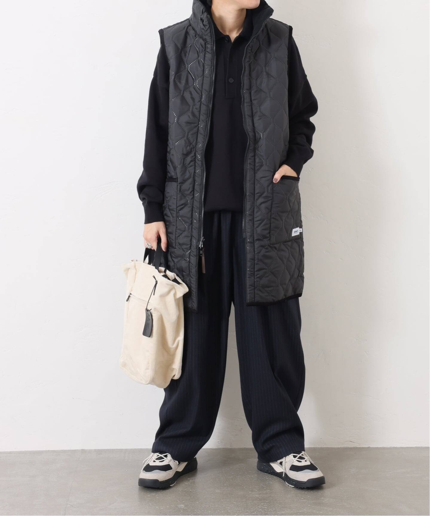 ARMEN 】 HIGH-NECK REVERSIBLE LONG VEST（中綿・キルティング
