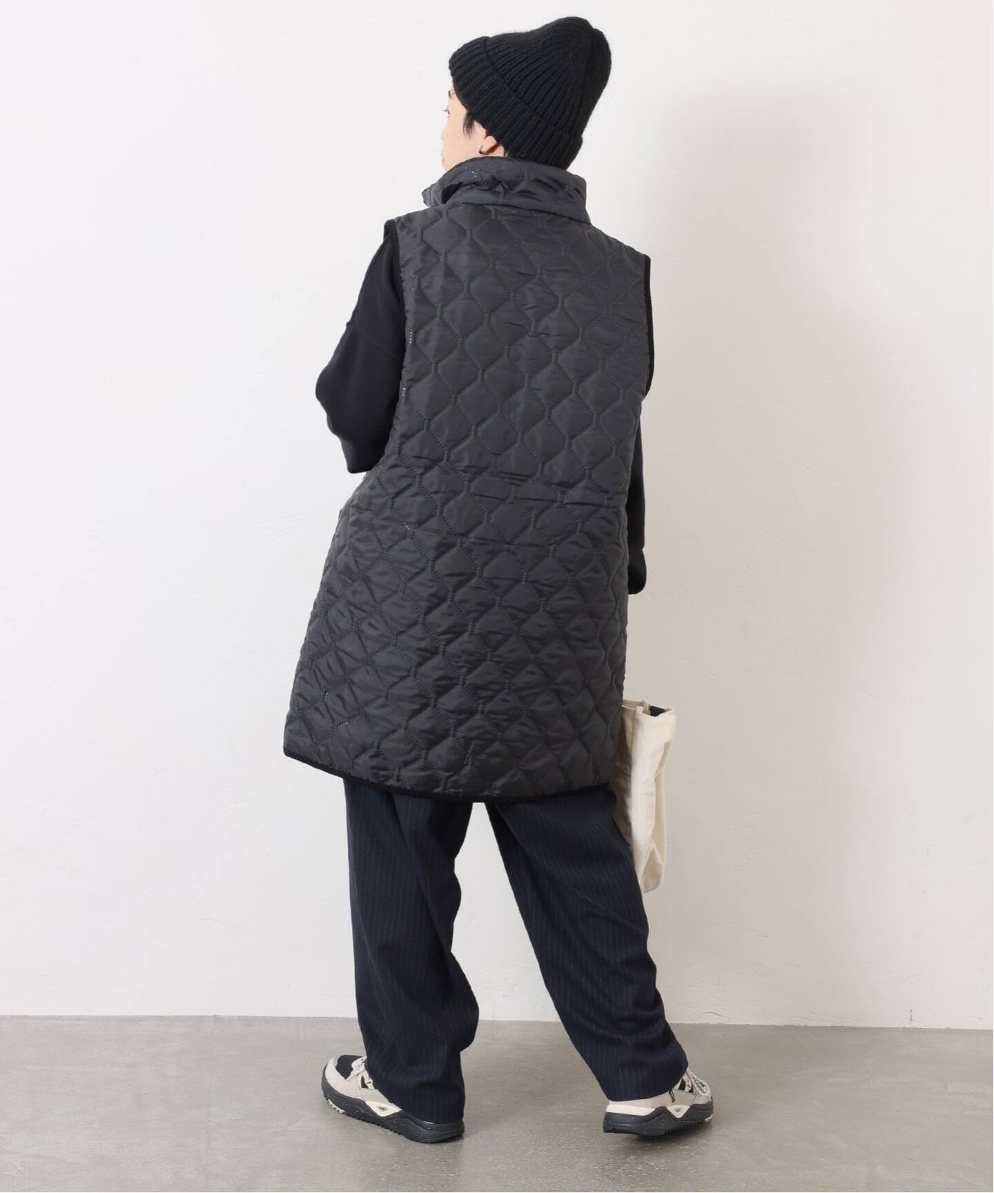 ARMEN 】 HIGH-NECK REVERSIBLE LONG VEST（中綿・キルティング