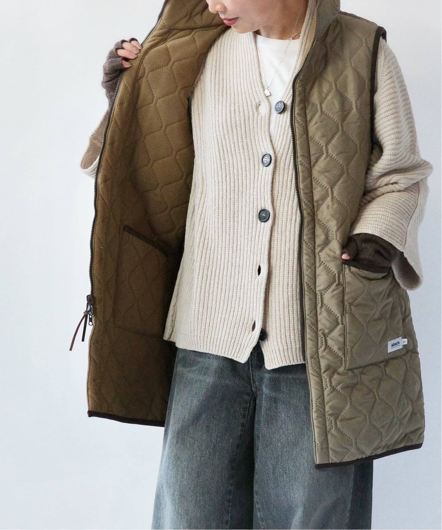 journal standard luxe 【ARMEN/アーメン】ベスト 予約》【ARMEN 】 HIGH-NECK REVERSIBLE LONG VEST（中綿