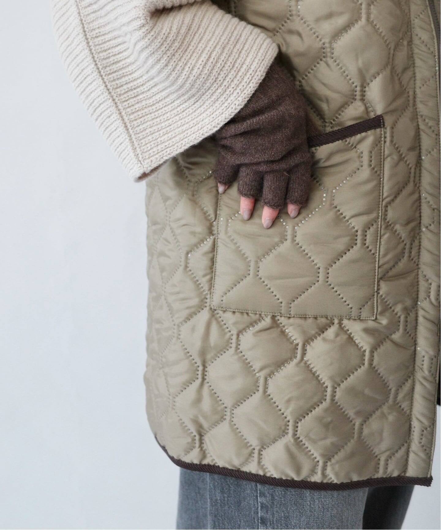 ARMEN 】 HIGH-NECK REVERSIBLE LONG VEST（中綿・キルティング