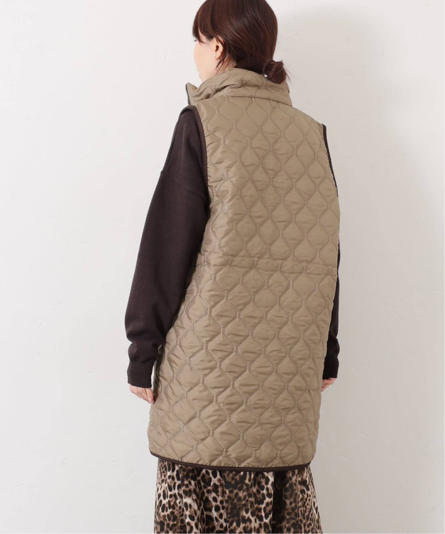 ARMEN 】 HIGH-NECK REVERSIBLE LONG VEST（中綿・キルティング