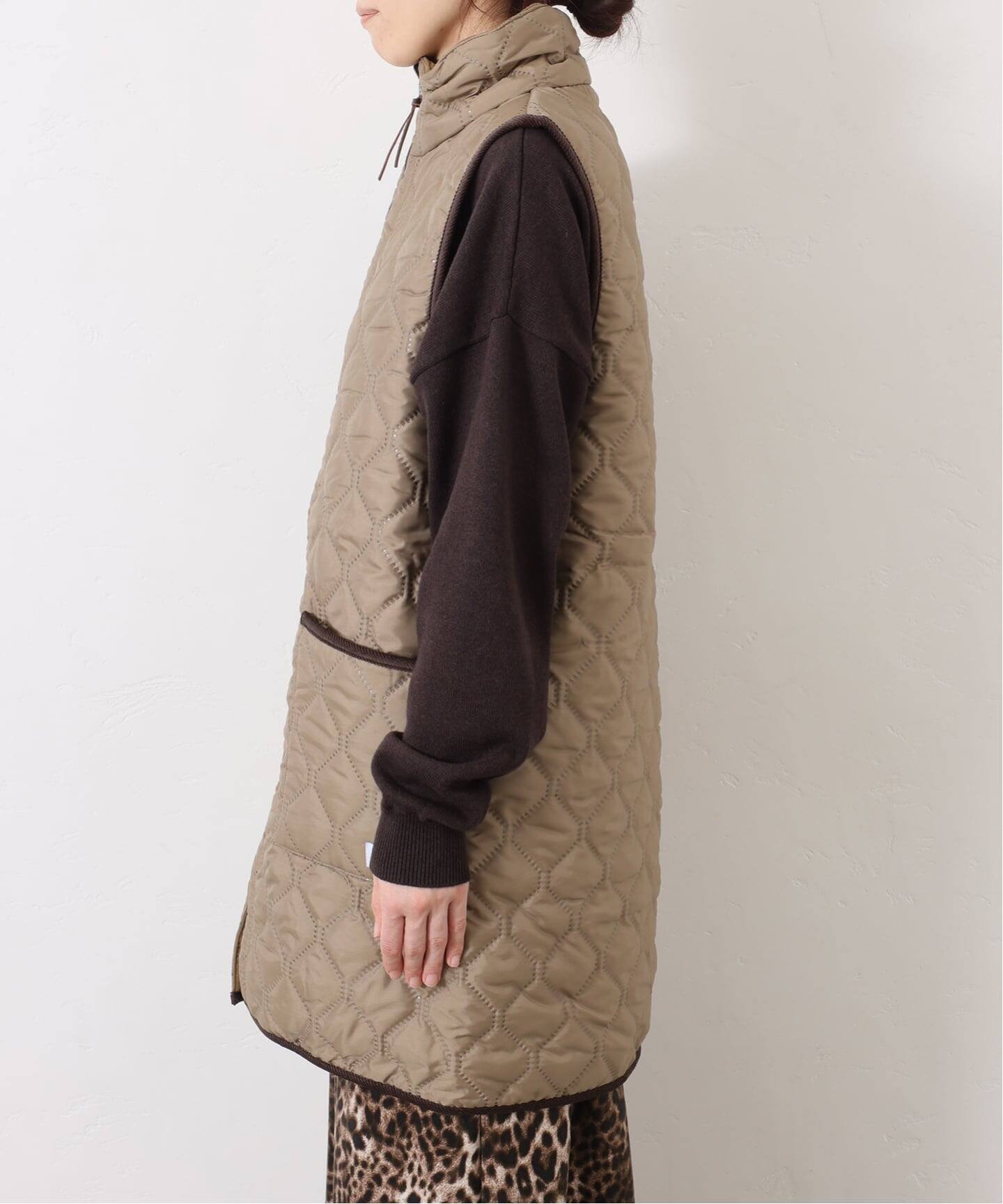 ARMEN 】 HIGH-NECK REVERSIBLE LONG VEST（中綿・キルティング
