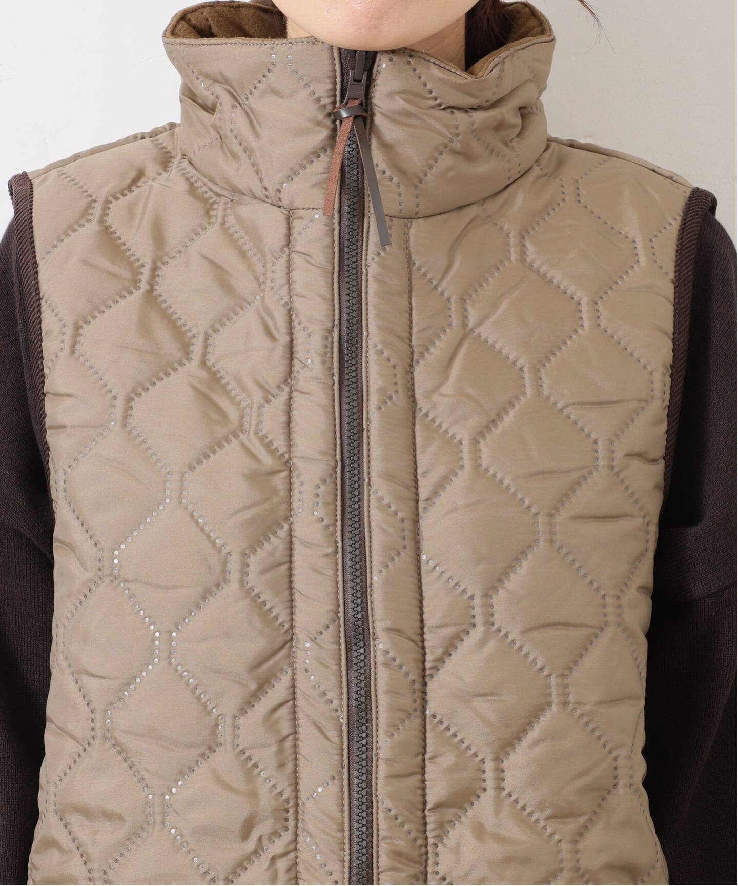 ARMEN 】 HIGH-NECK REVERSIBLE LONG VEST（中綿・キルティング