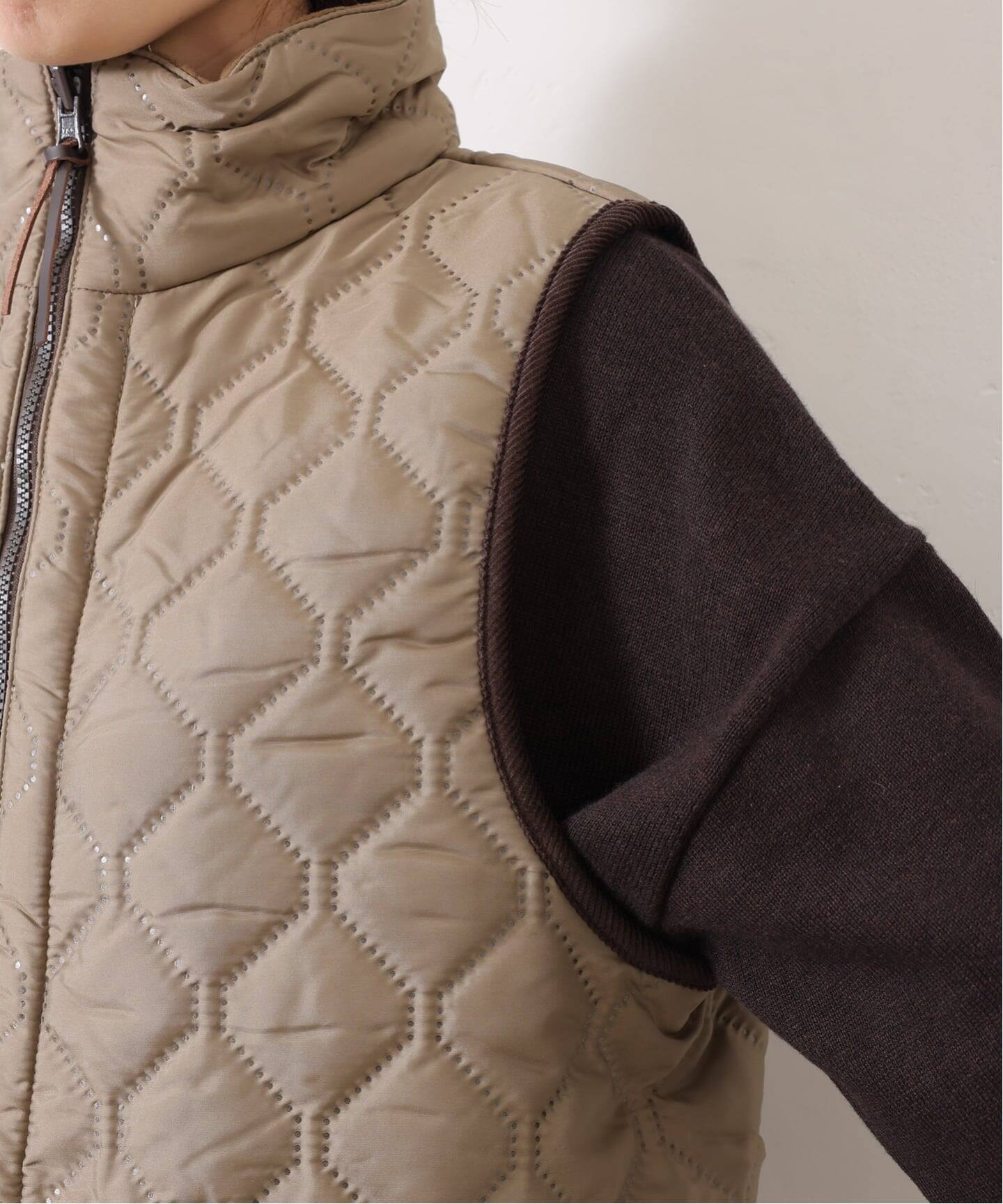 ARMEN 】 HIGH-NECK REVERSIBLE LONG VEST（中綿・キルティング