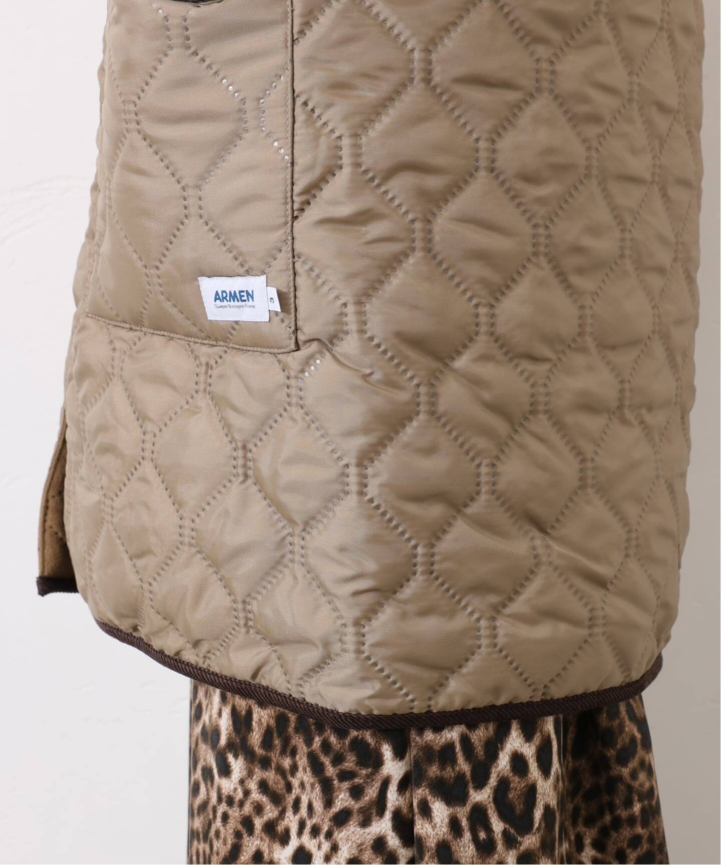 ARMEN 】 HIGH-NECK REVERSIBLE LONG VEST（中綿・キルティング