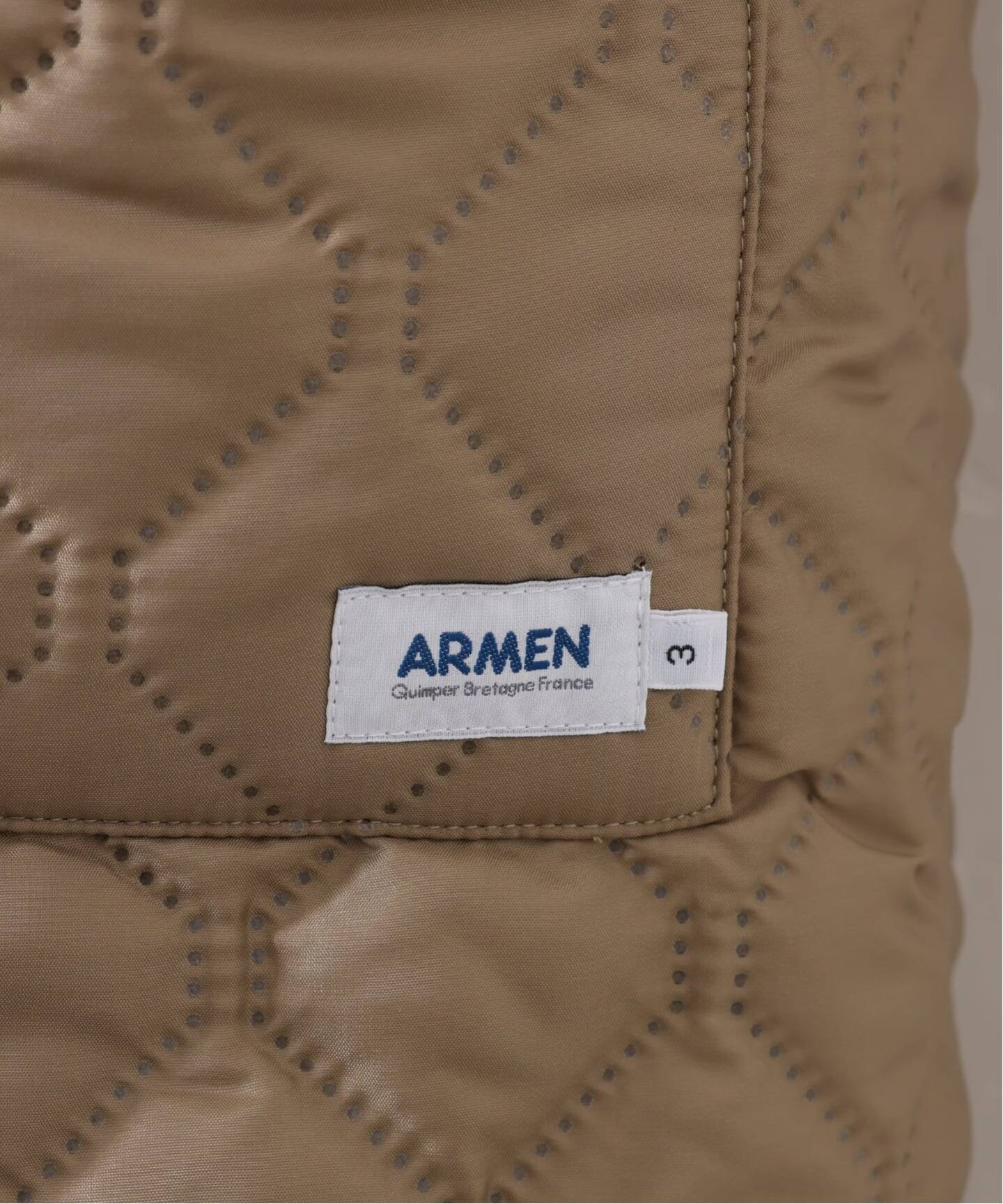 ARMEN 】 HIGH-NECK REVERSIBLE LONG VEST（中綿・キルティング