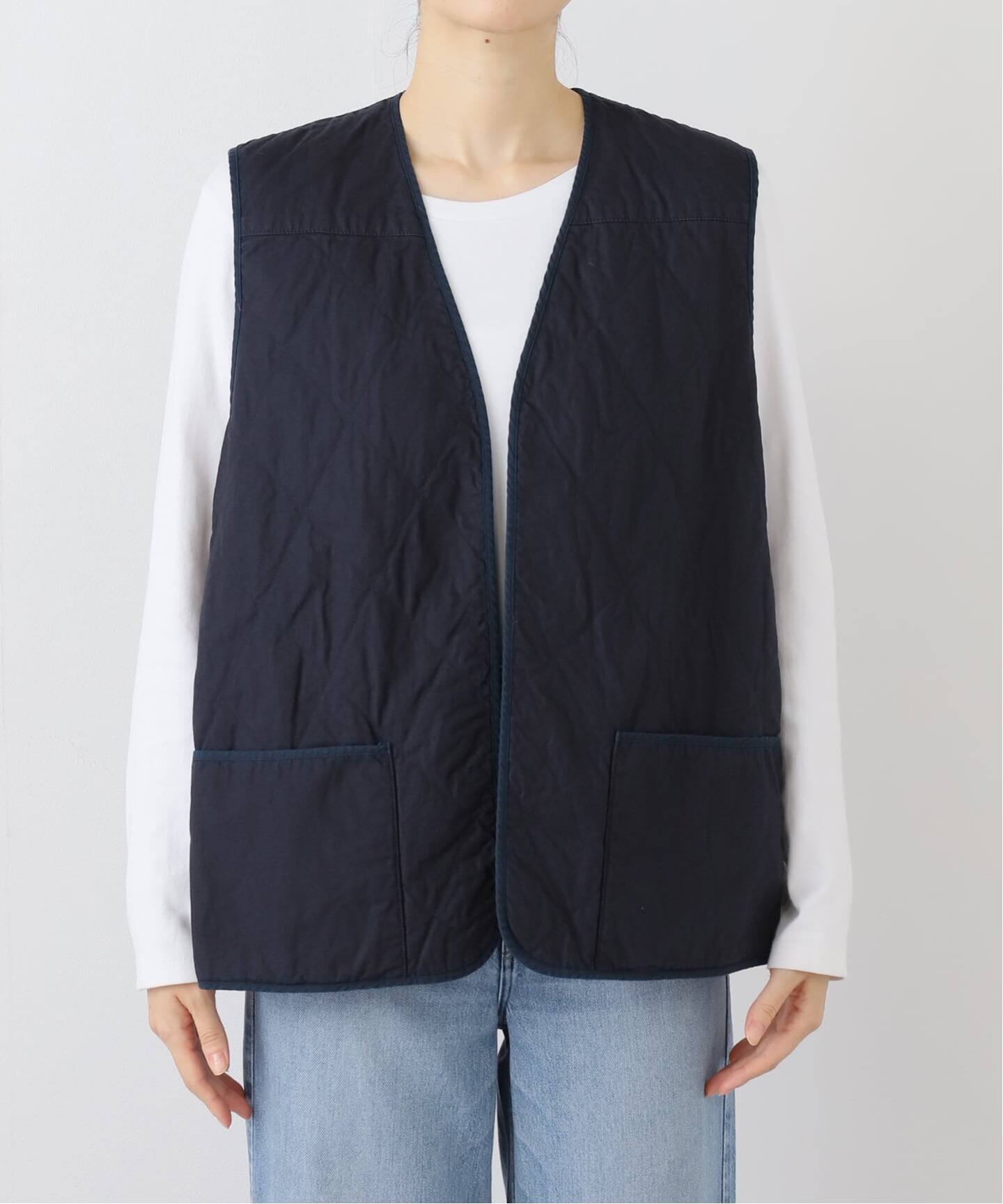 超美品 ベータ/β 異素材MIXスタジャン 9号 M 約6.6万円 送料込み chimala】 QUILTED VEST（ダウン・中綿ベスト）｜journal