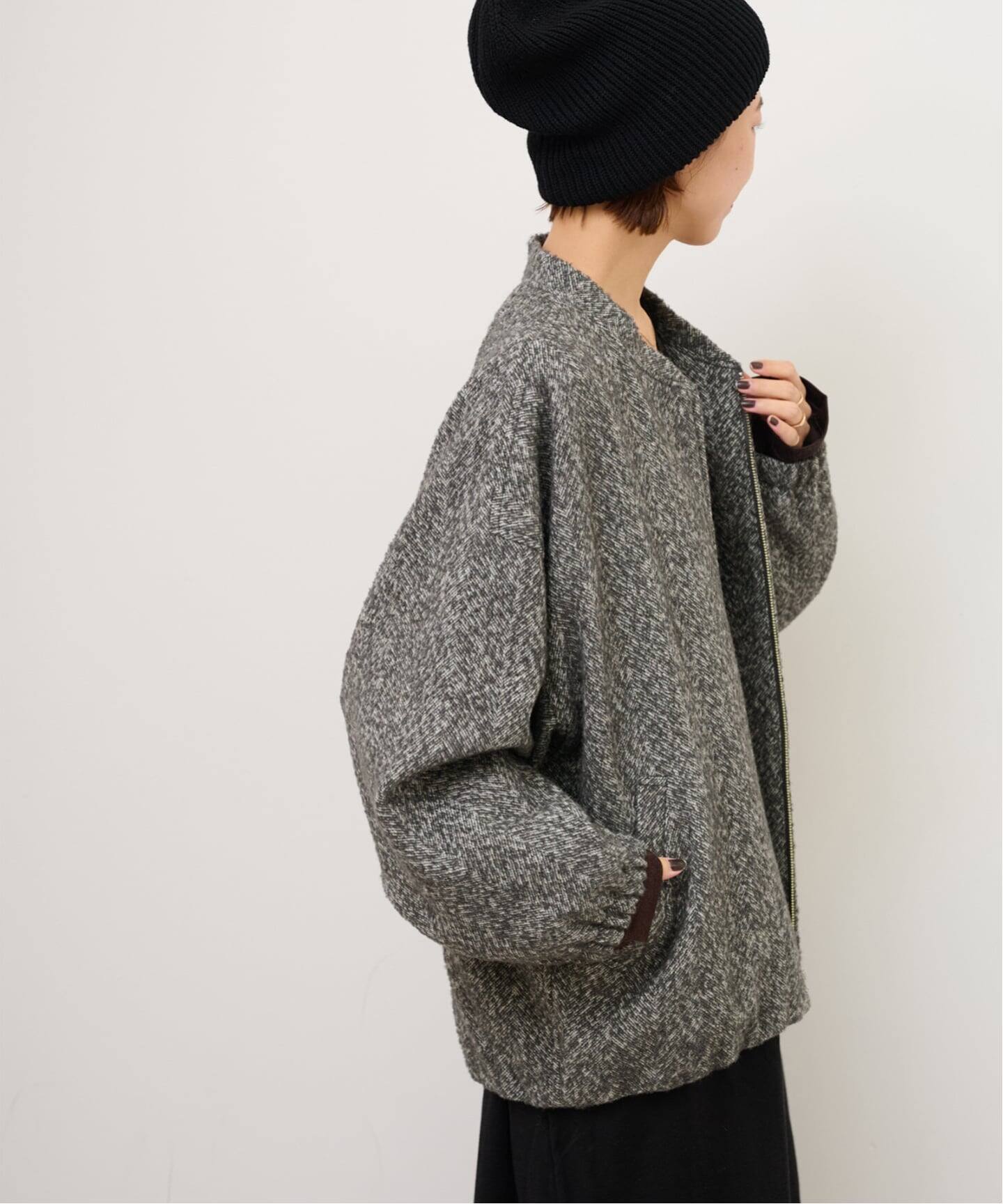 尾州ウールヘリンボンジップブルゾン（その他ブルゾン／アウター