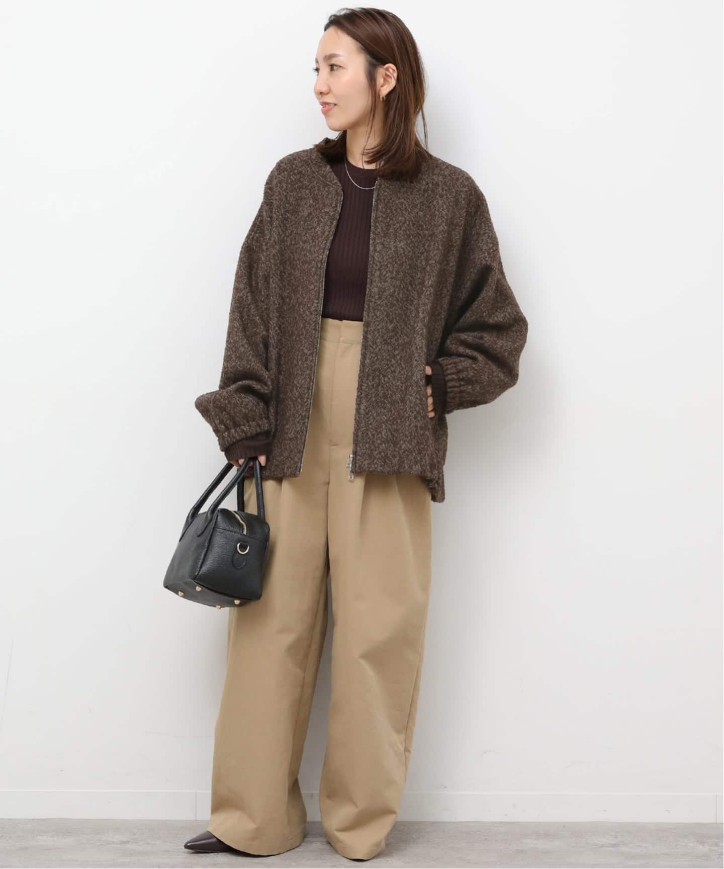 新品未使用尾州ウールヘリンボンジップブルゾン 尾州ウールヘリンボンジップブルゾン（その他ブルゾン／アウター