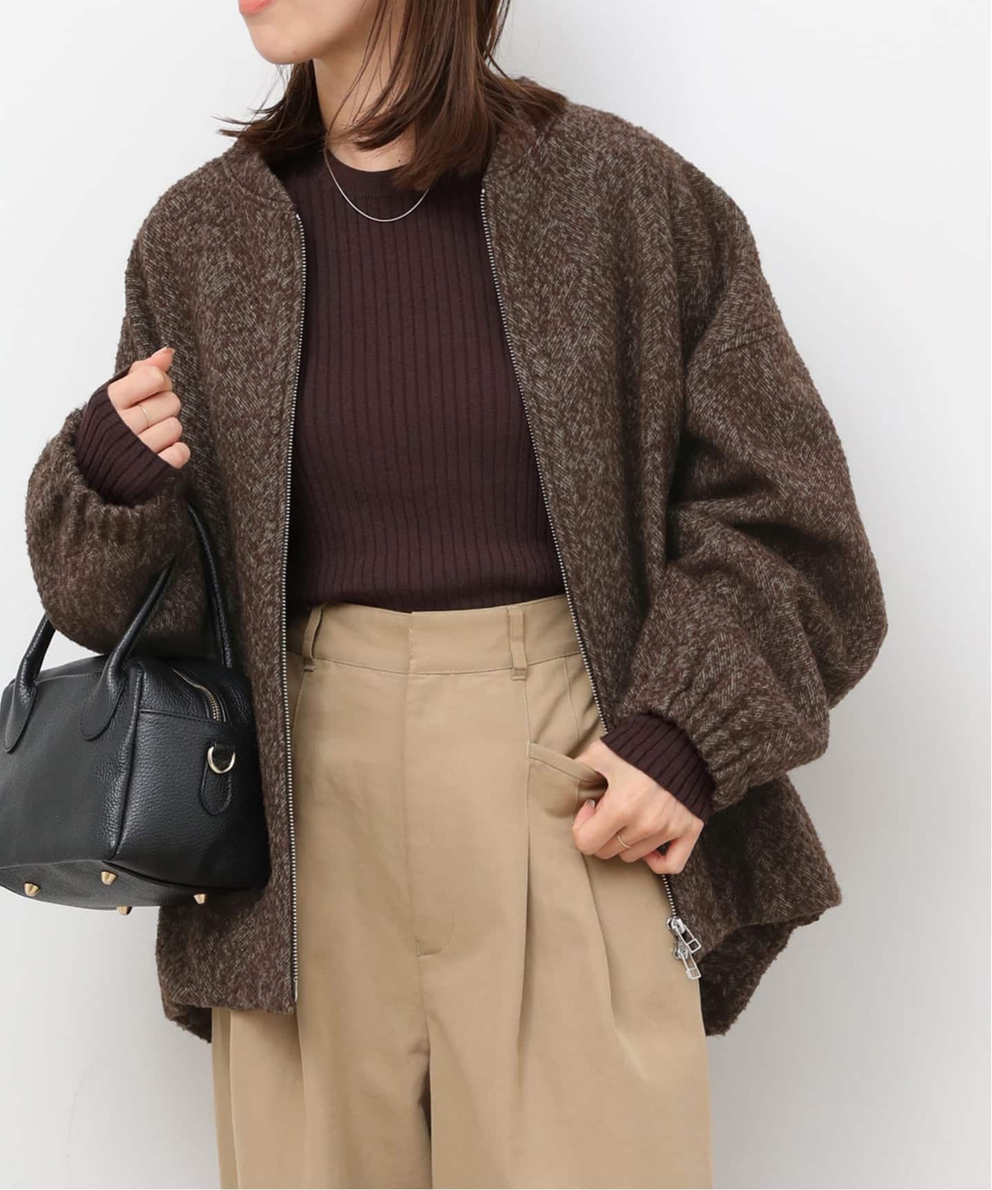 尾州ウールヘリンボンジップブルゾン（その他ブルゾン／アウター