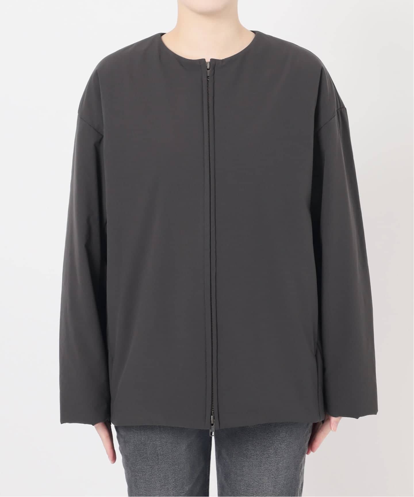 パフィーノーカラーサイドジップブルゾン（中綿・キルティング