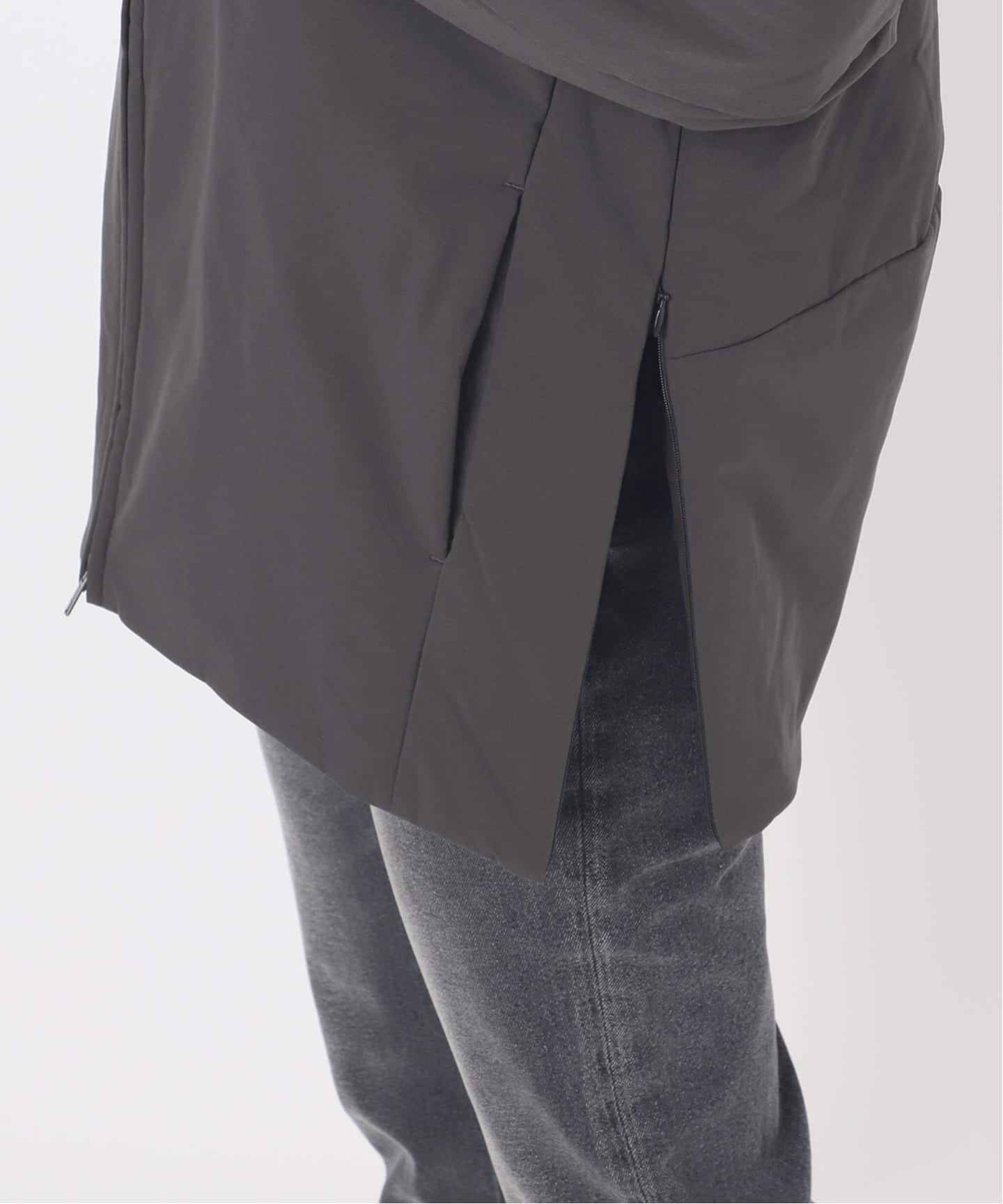 パフィーノーカラーサイドジップブルゾン（中綿・キルティング