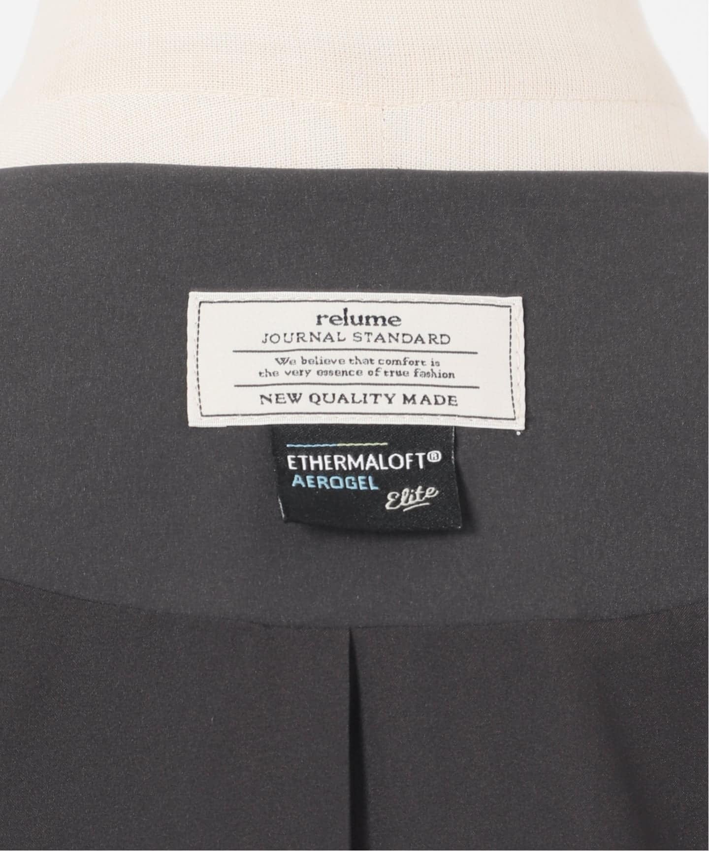 パフィーノーカラーサイドジップブルゾン（中綿・キルティング